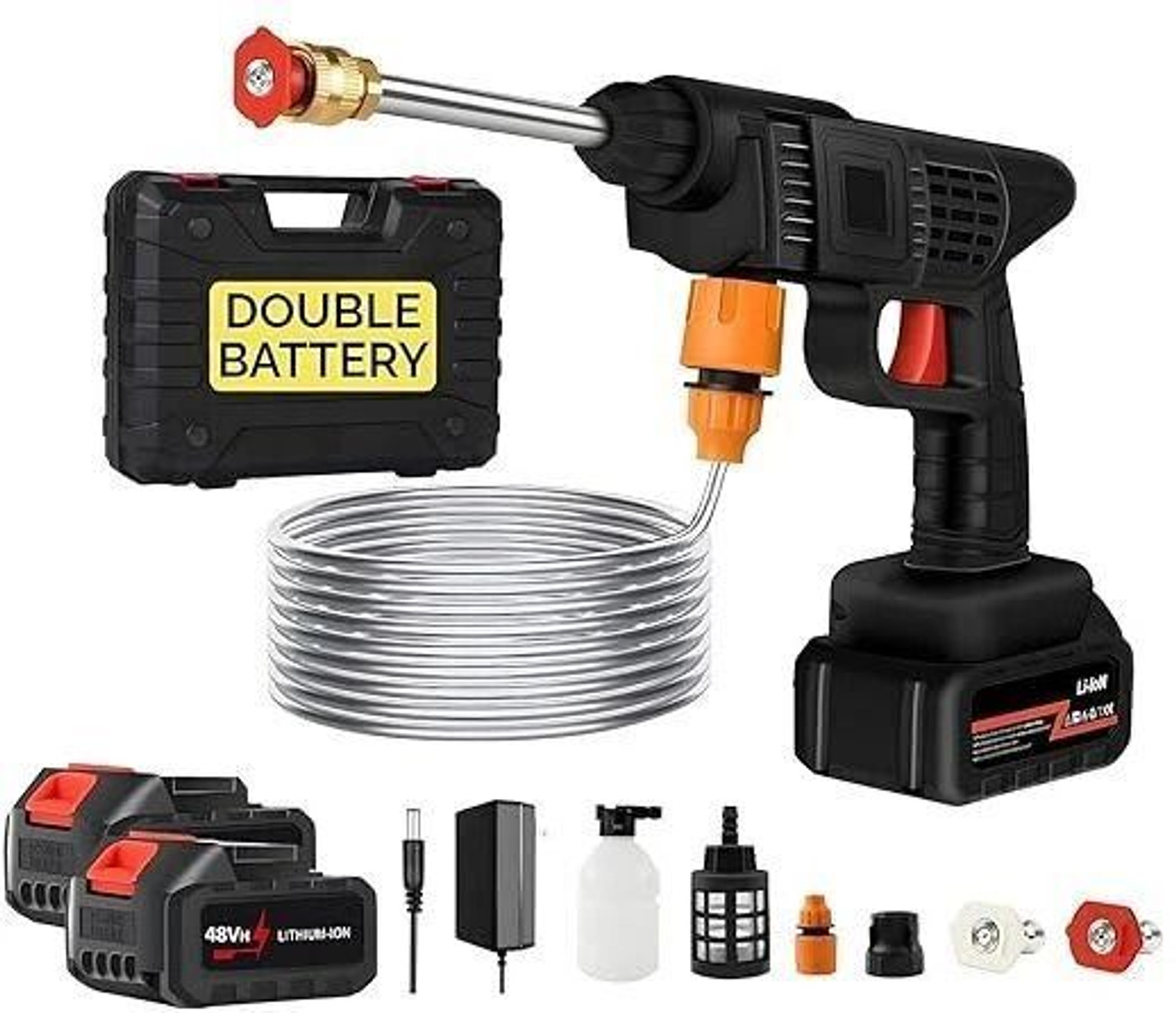 Image of Rlstore WEAMALIYA-Cordless Pressure Washer Gun Car Wash Bike Washing Cleaning 2 Battery Spray Gun
