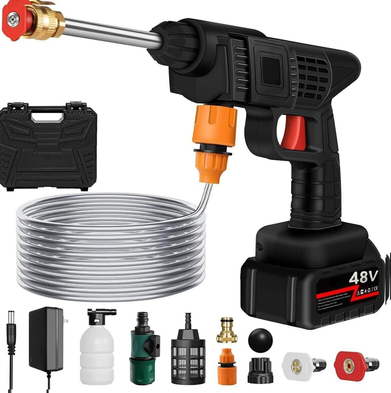 Image of Rlstore Wireless High Electric Pressure Rechargeable Washer Gun for Car Bike,48V Battery Pressure Washer