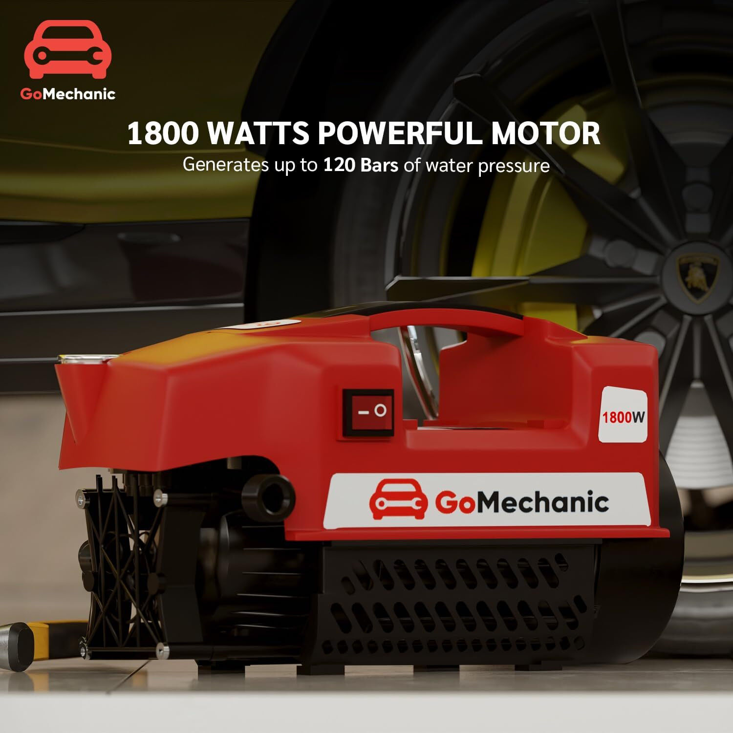 Image of GoMechanic LHPW20 1800 Watts,120 Bars Pressure Washer for Car, Bike & Home Cleaning Pressure Washer