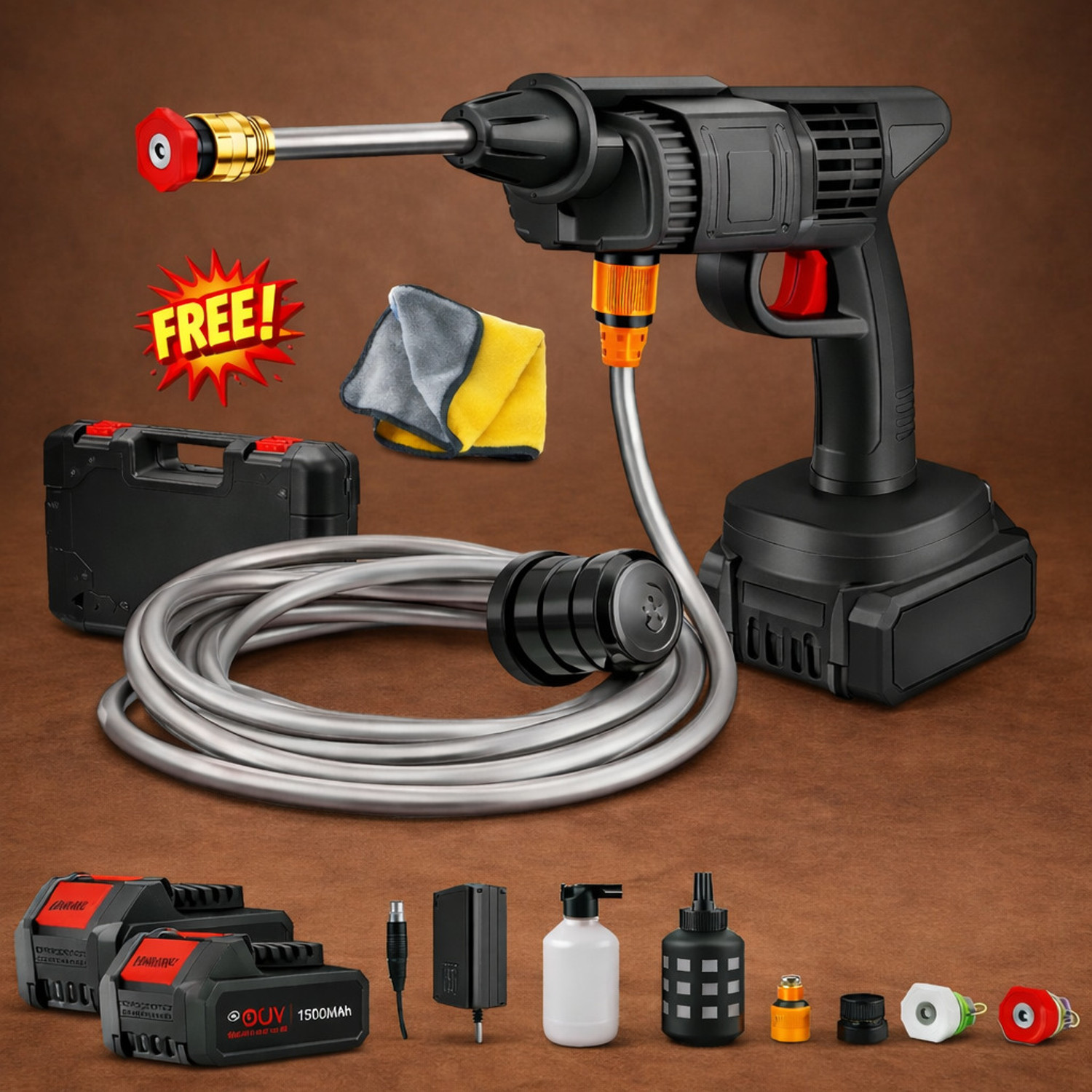 Image of TEXUM BPW Cyan New Wireless 1800 Watt , 60 Bar Rechargeable Battery Pressure Washer