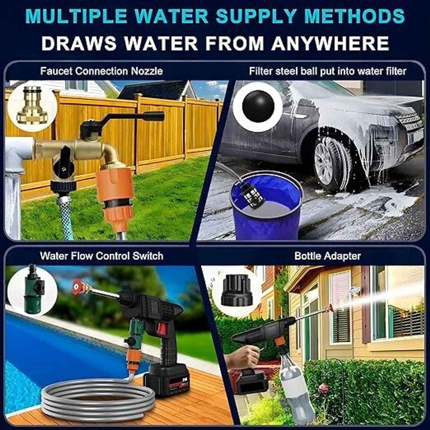 Image of JALHAR Double Battery Car Washer for Cleaning & Bike Washing Pressure Washer Pressure Washer