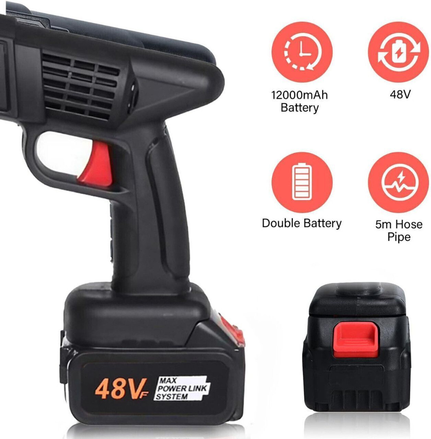 Image of Rlstore High Pressure Car Bike Washer Machine (Double Battery) Pressure Washer