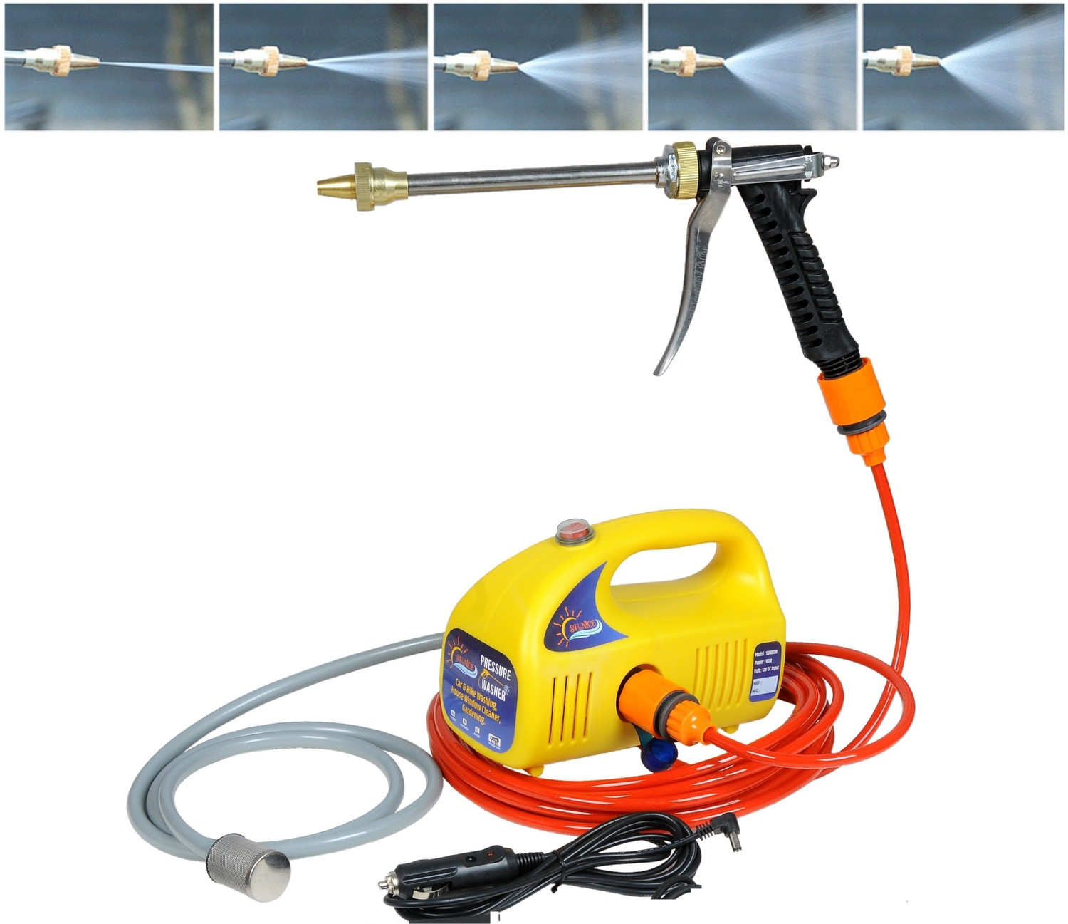 Image of SUNICE Car Pressure washer Bike & House Cleaning, 80 W portable & Auto-Cut Function Spray Gun