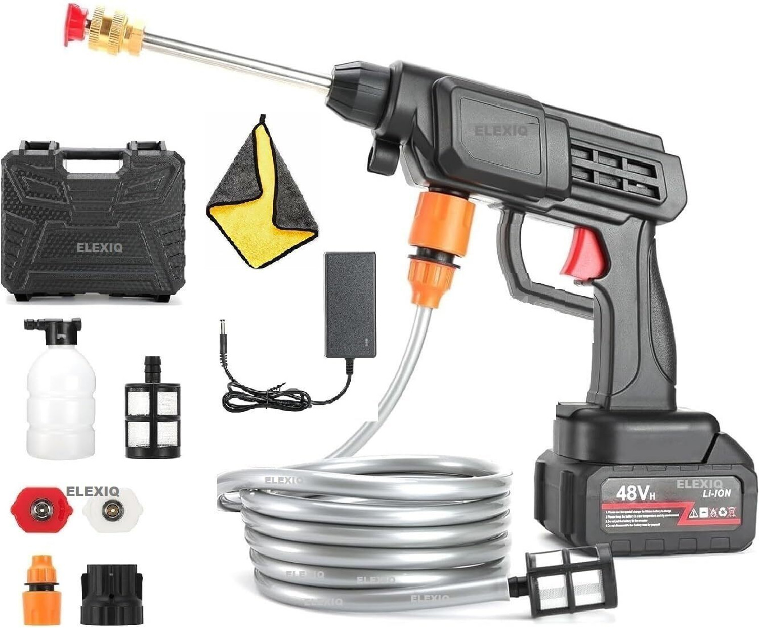 Image of Rlstore Cordless Portable Pressure Washer 48V 12000mAh | Gun with Foam | Double Battery Pressure Washer