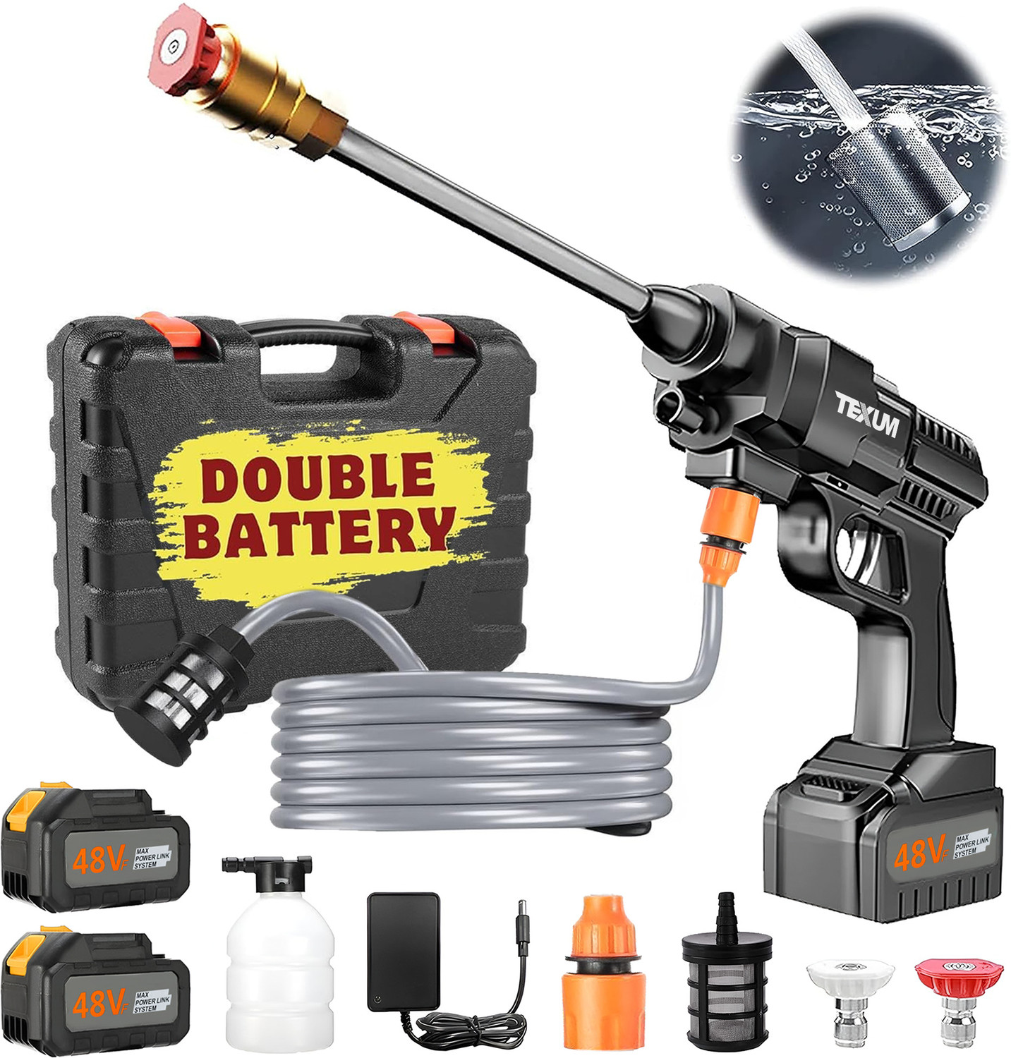 Image of Rlstore (Double Battery) Wireless High Pressure Car Washer&Car Cleaning 48V Spray Gun