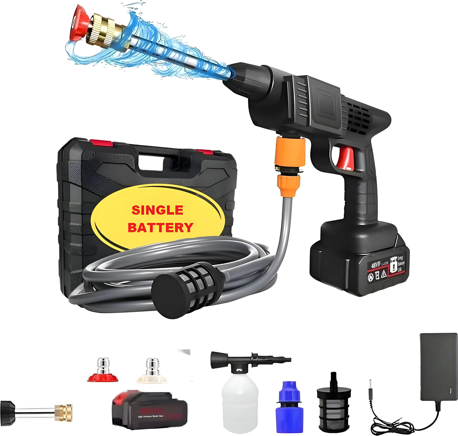 Image of Rlstore Single Battery Cordless Handheld Powerful Gun for Car Washing & Multi-Purpose Pressure Washer
