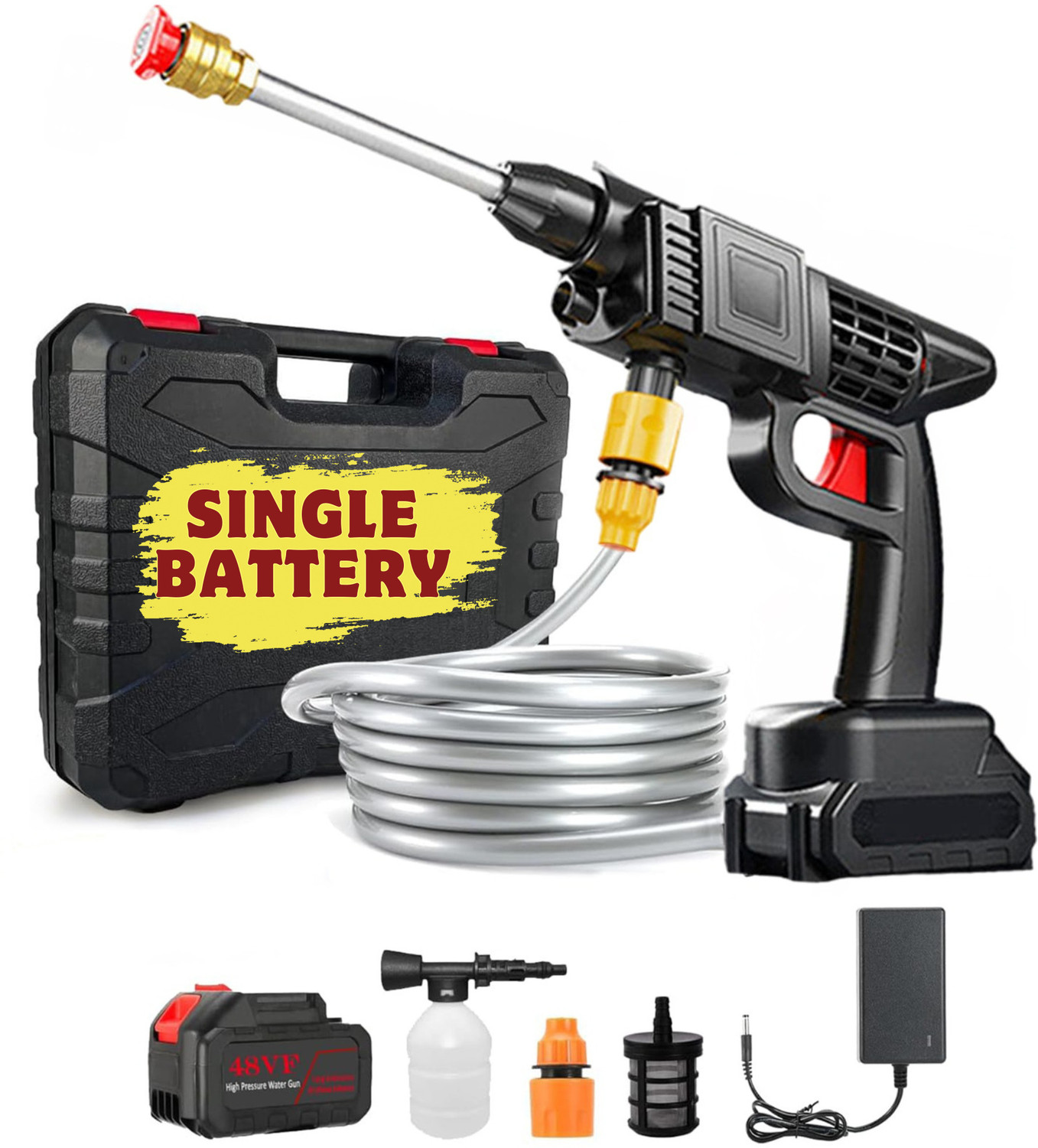Image of Rlstore Cordless Portable Pressure Washer 48V 12000mAh | Gun with Foam | Double Battery Pressure Washer