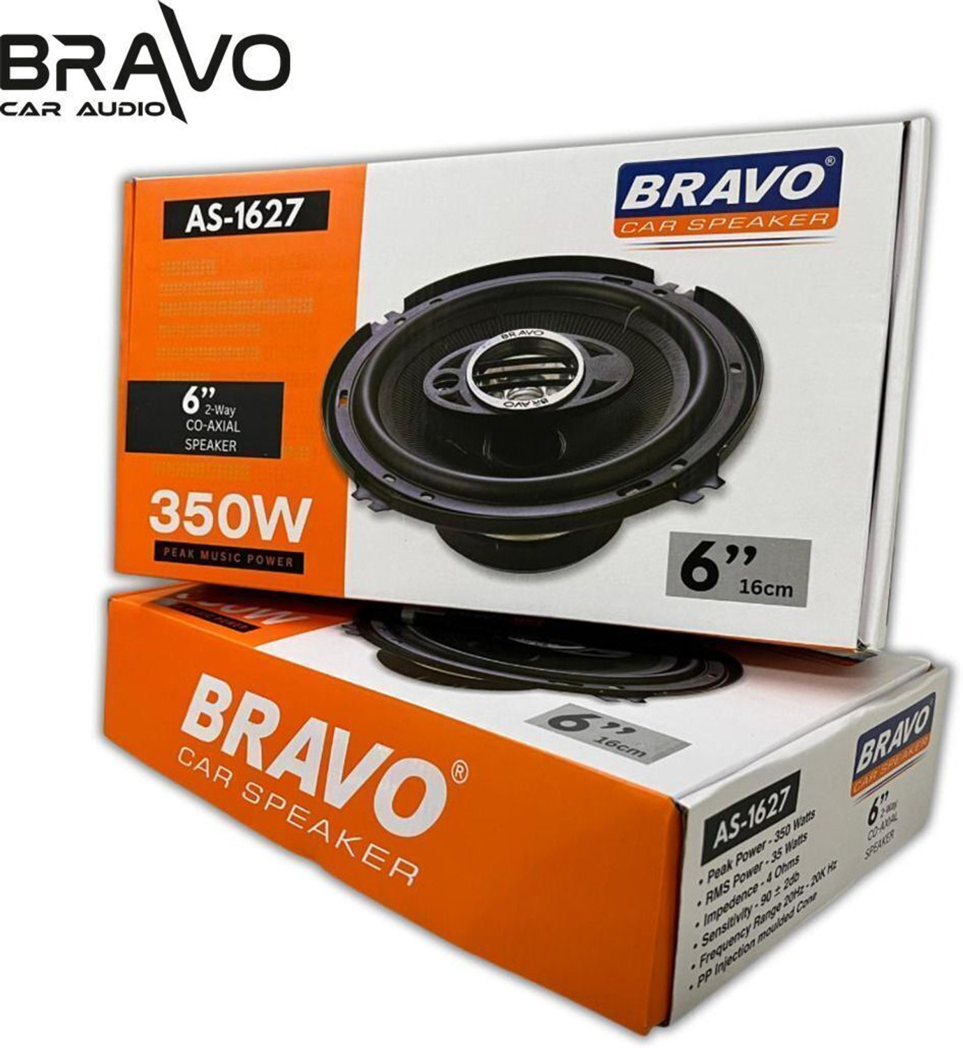 Image of Bravo 6 inch Two Way AS-1627 Coaxial Car Speaker (350 W)