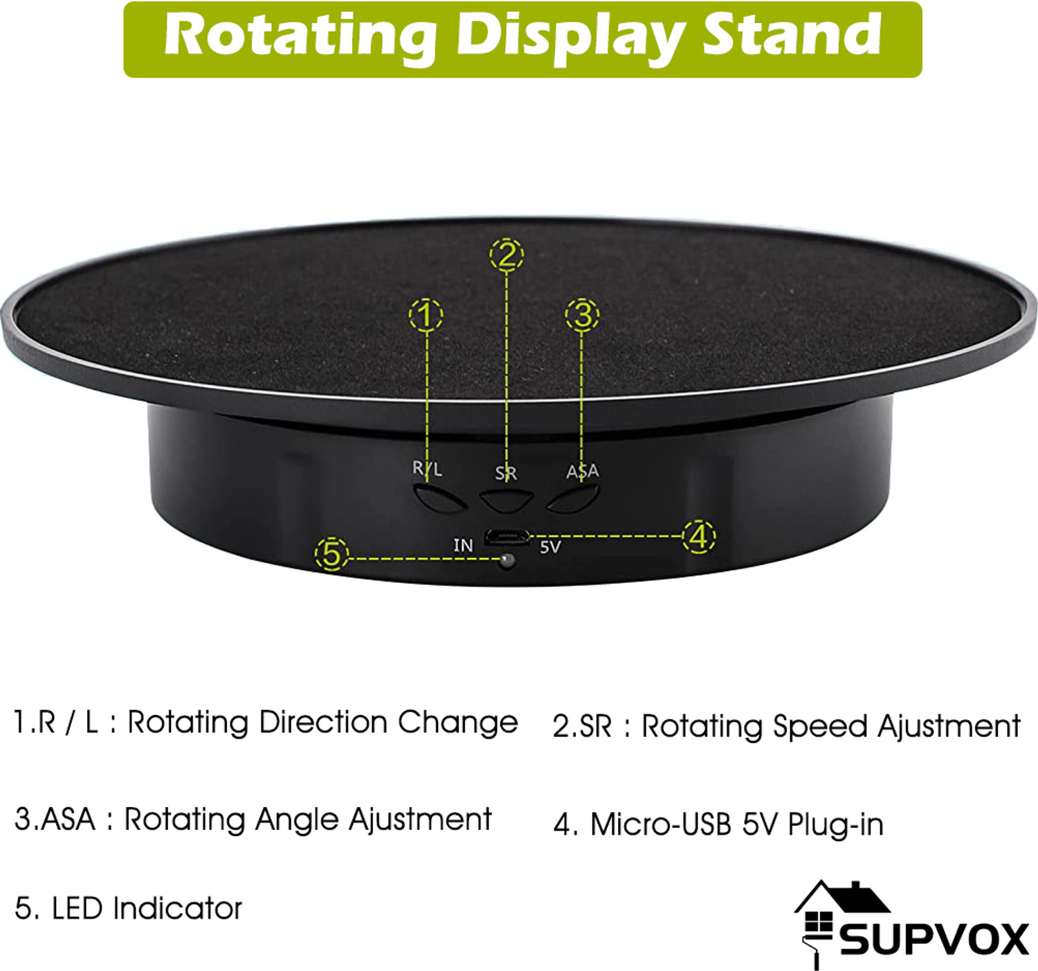 Image of PALAY Electric Rotating Display Stand, USB Charge 360 Degree Rotating Tur Card Display Stand (20.2 cm Wide)