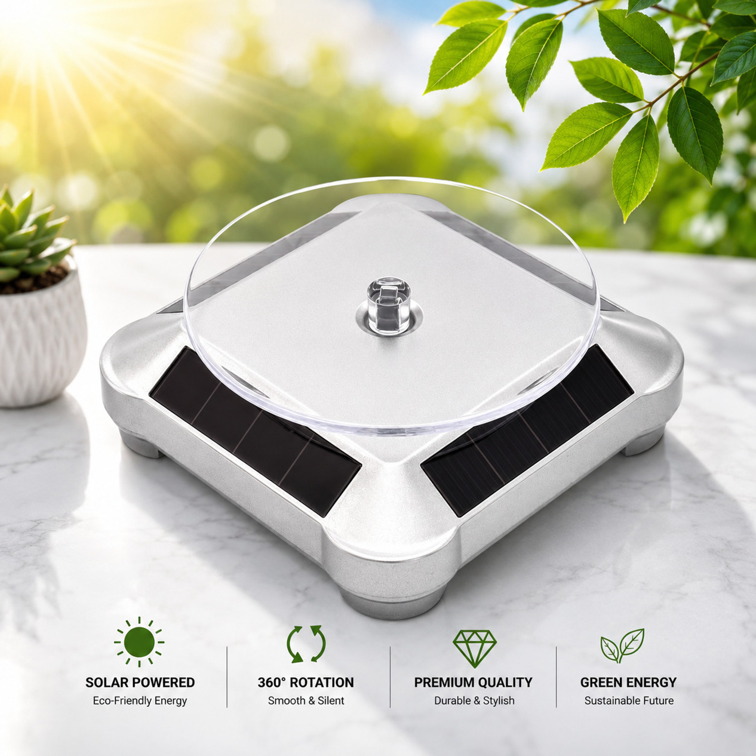 Image of PALAY Electric Rotating Display Stand, USB Charge 360 Degree Rotating Tur Card Display Stand (20.2 cm Wide)