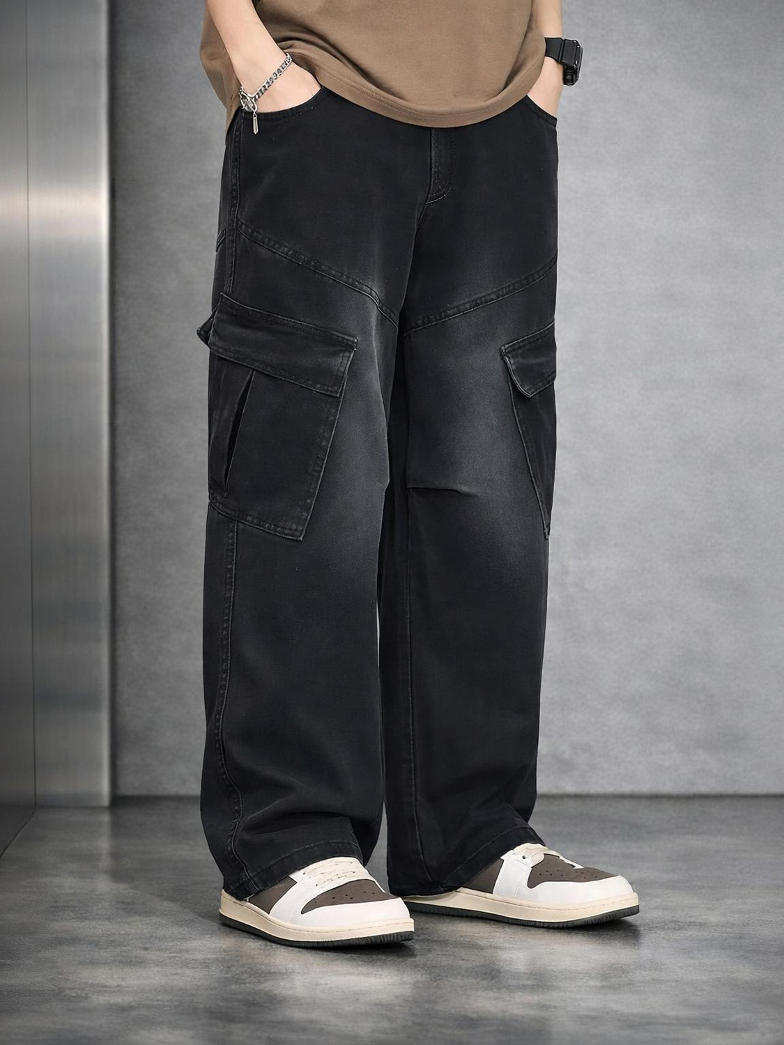 BREXX Men Straight Fit Mid Rise Black Jeans - Image 1