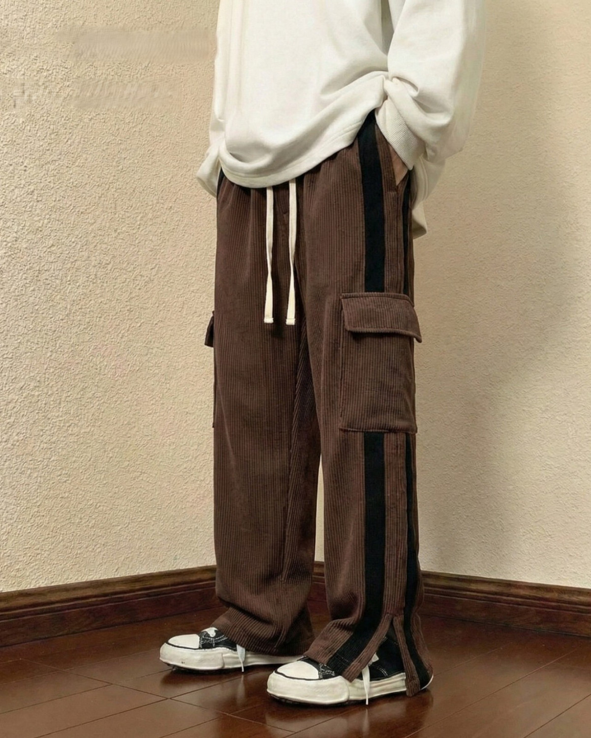 Try This Men Regular Fit Brown Cotton Blend Trousers - Image 1