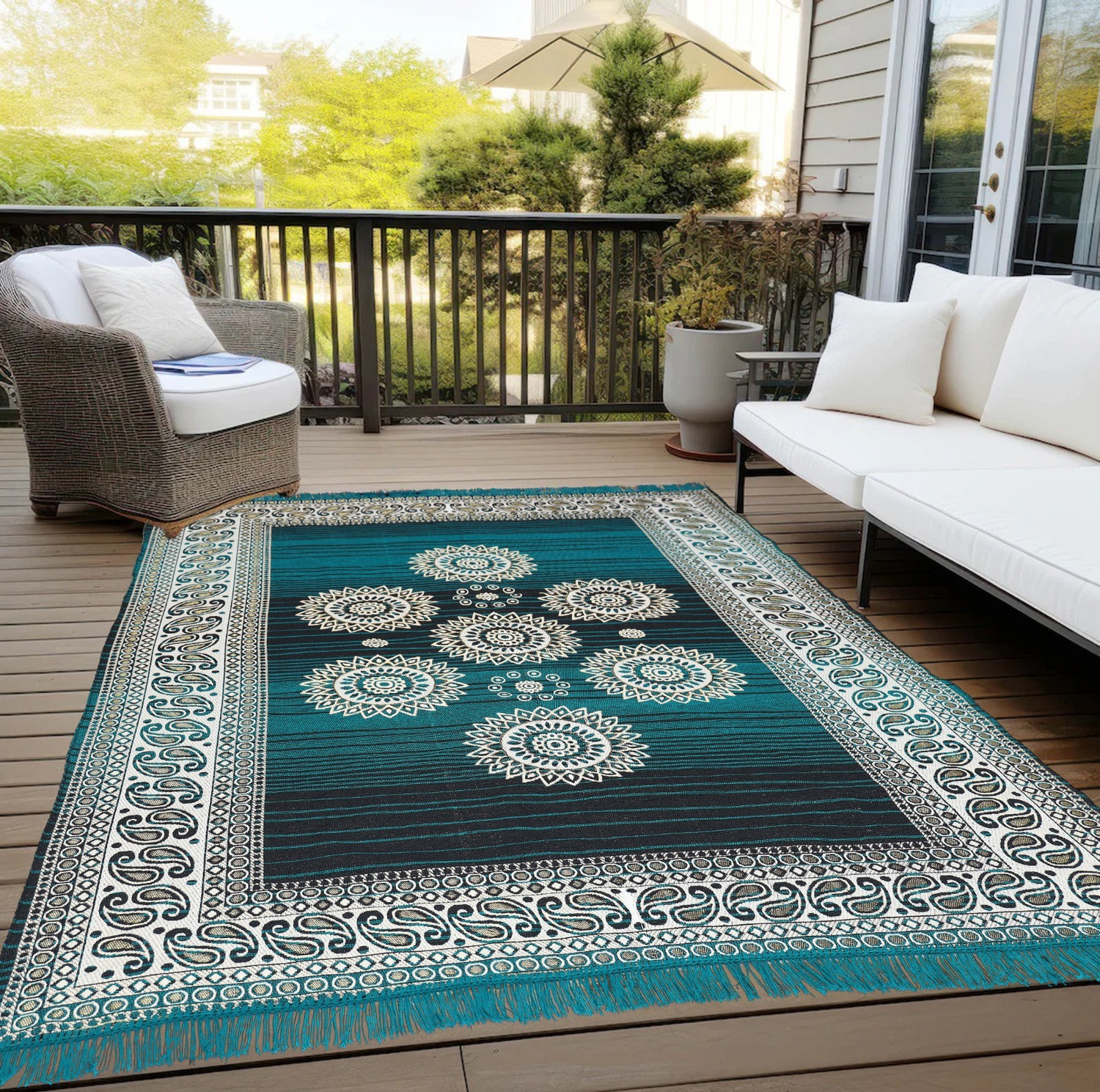 Image of THE FRESH LIVERY 137 cm X 200 cm Cotton Carpet (Rectangle, Multicolor)