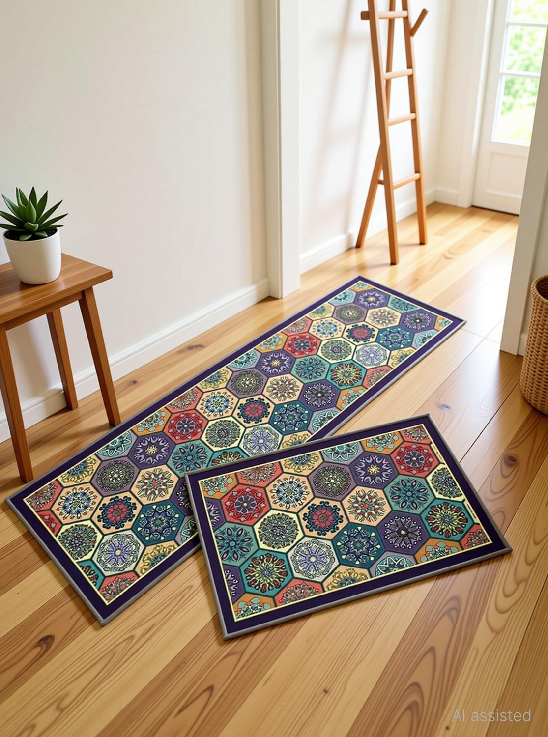 Image of THE FRESH LIVERY 137 cm X 200 cm Cotton Carpet (Rectangle, Multicolor)