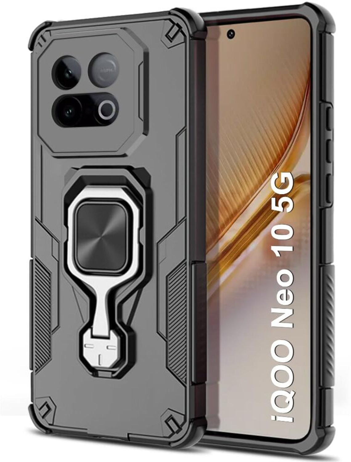 Image of Flipkart SmartBuy Back Cover for IQOO Neo 10 5G (Black, Rugged Armor, Polycarbonate, Pack of: 1)