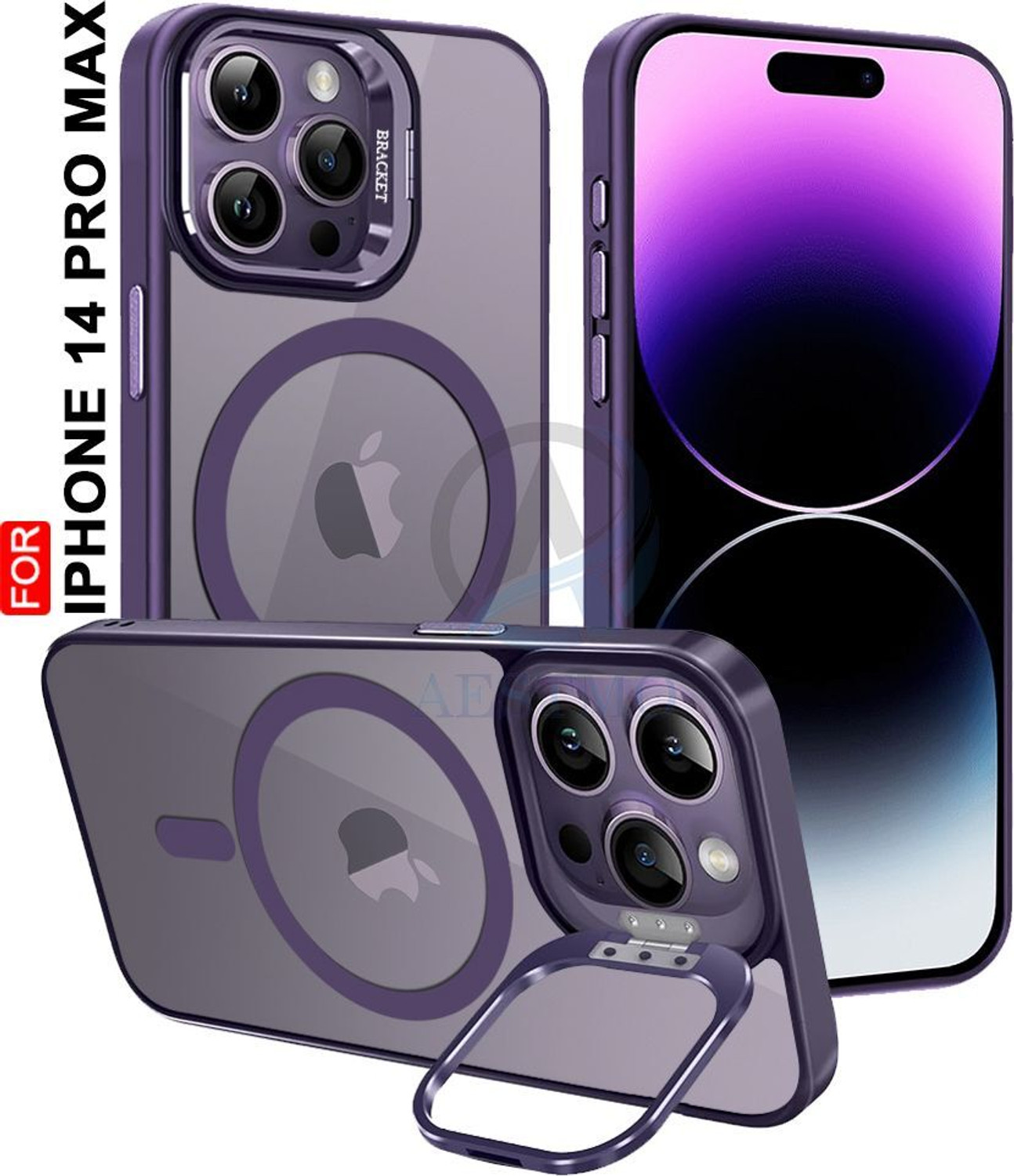 Image of izaan Back Cover for iPhone 14 pro max (Purple, Matte Finish, Fiber, Glass, Pack of: 1)