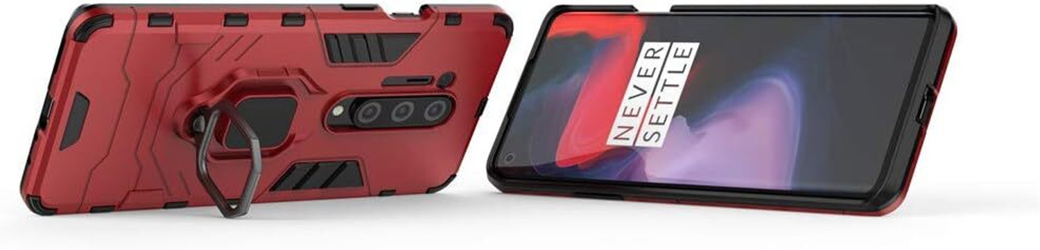 Image of mamani Back Cover for Oneplus 8 Pro Defender Case | Rotating Ring Holder & Kickstand in-Built (Red, Hard Case, Pack of: 1)