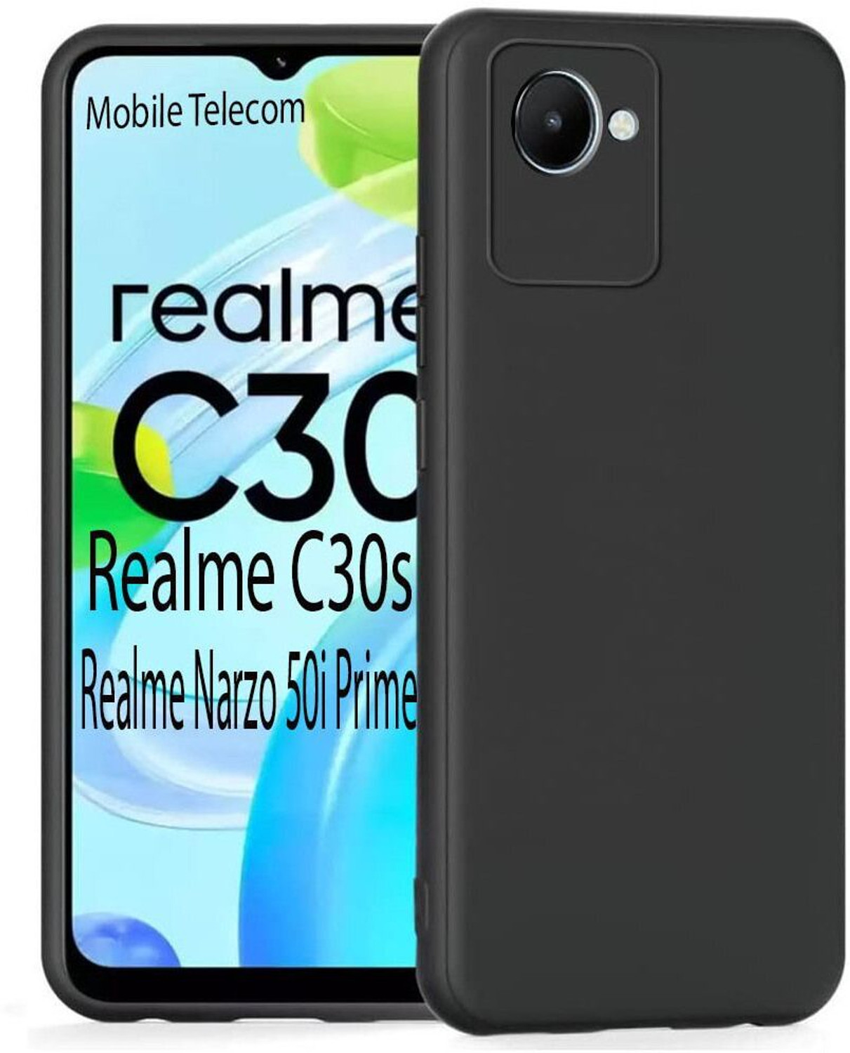 Image of Luxury Shield Back Cover for Realme C30s (Black, Rubber)