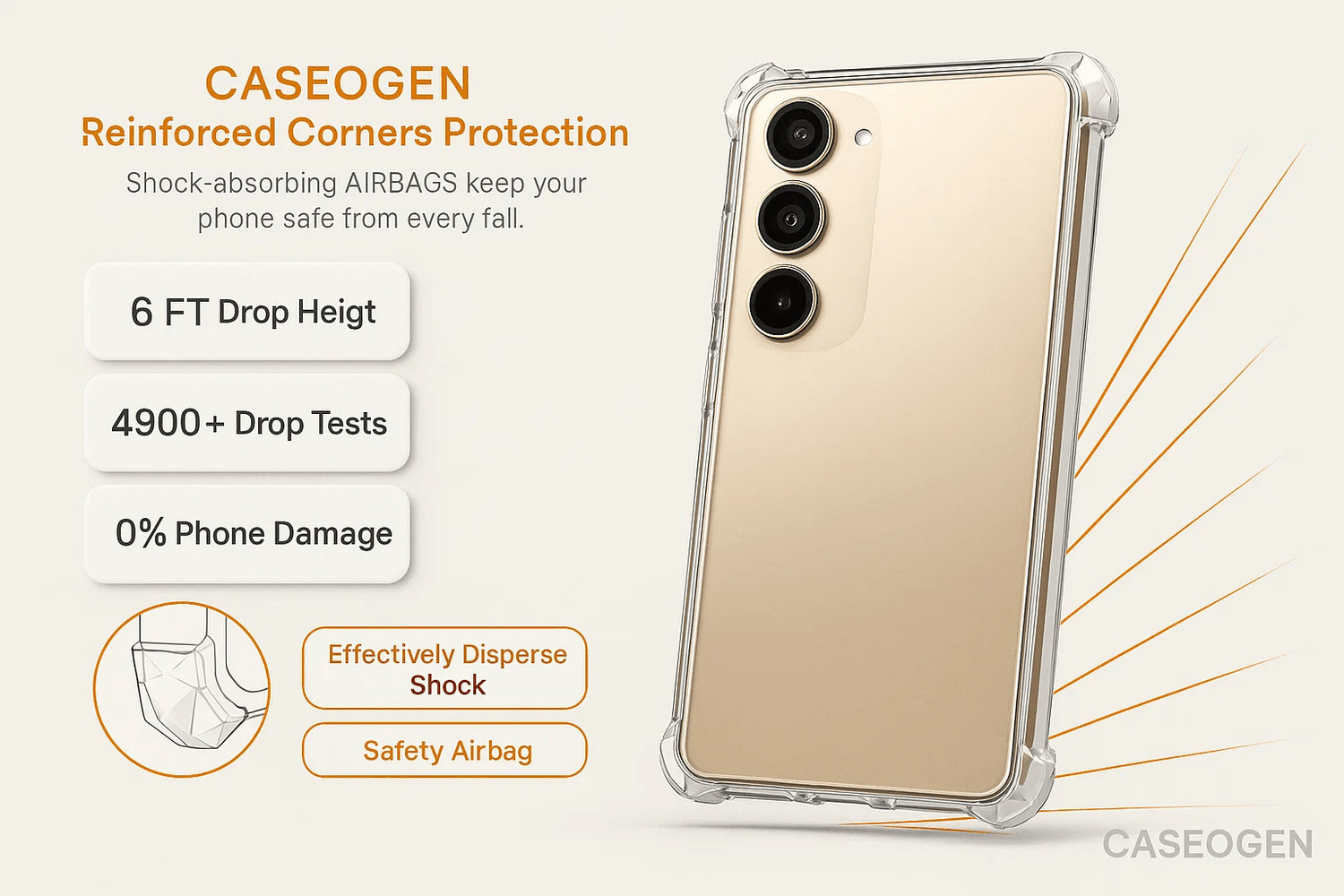 Image of CASEOGEN Back Cover for Back Cover for Galaxy S22+ (Transparent, Flexible, Silicon, Pack of: 1)