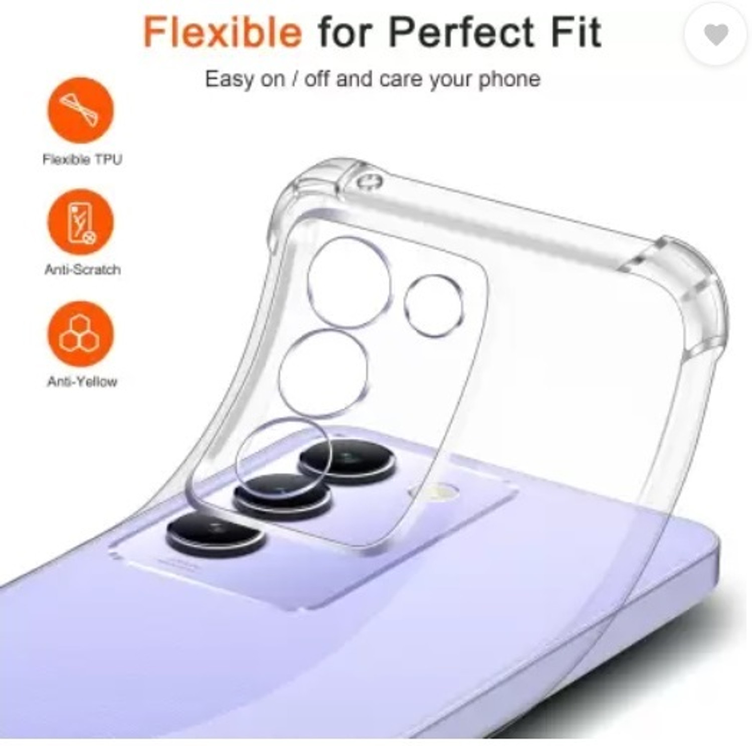 Image of Wellchoice Back Cover for vivo Y200e 5G (Transparent, Grip Case, Rubber, Pack of: 1)