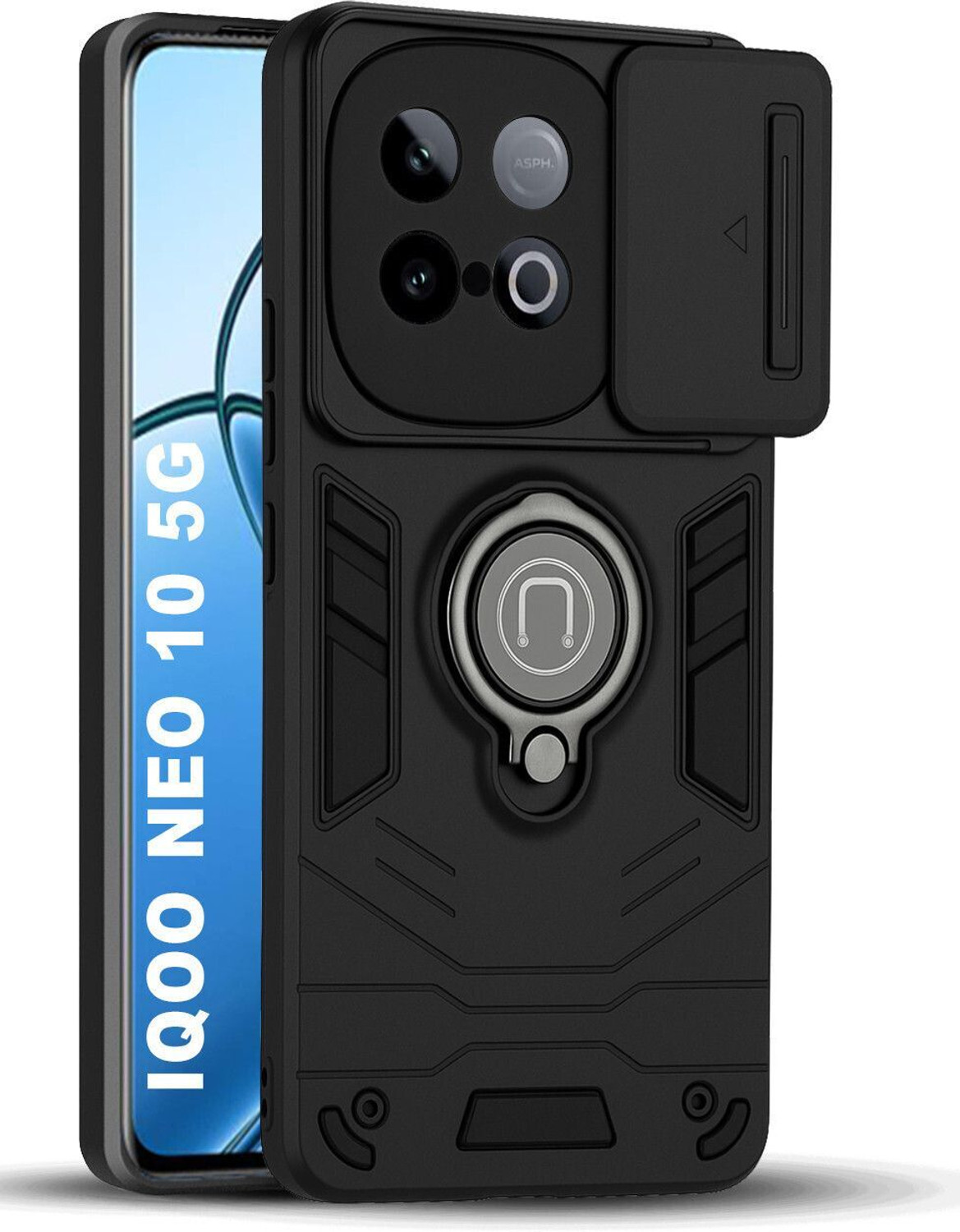 Image of Flipkart SmartBuy Back Cover for IQOO Neo 10 5G (Black, Rugged Armor, Polycarbonate, Pack of: 1)