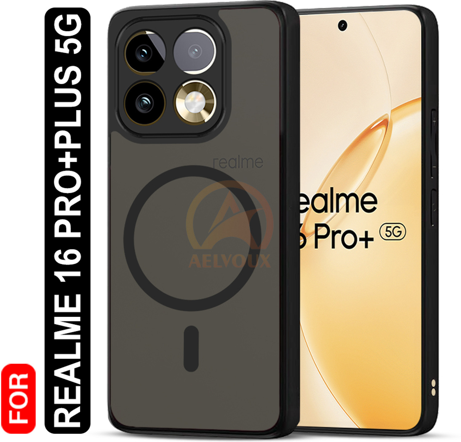 Image of ONCRAVES Back Cover for Realme 16 Pro Plus 5G | Matte (Black, Transparent, Matte Finish, Plastic, Pack of: 1)