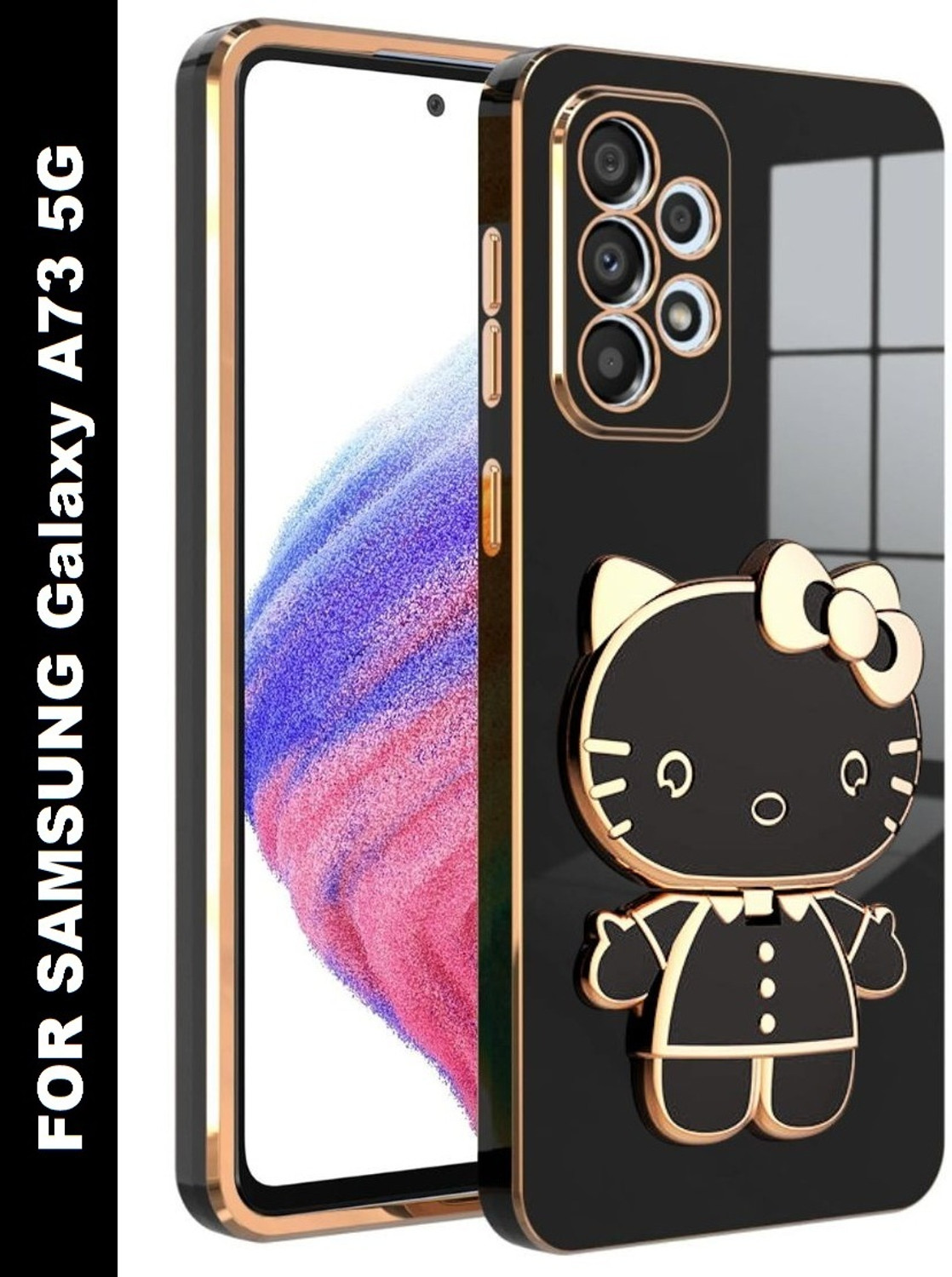 Image of RESOURIS Back Cover for SAMSUNG Galaxy M33, SAMSUNG Galaxy M33 5G (Black, Gold, Cases with Holder, Polycarbonate, Pack of: 1)