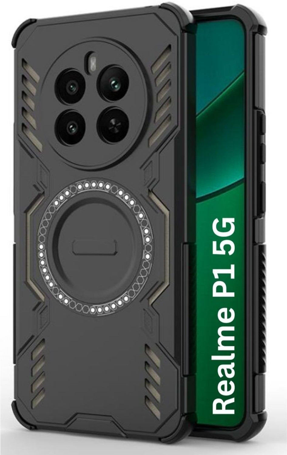 KWINE CASE Back Cover for realme P1 5G (Black, Rugged Armor, Fiber, Pack of: 1) - Image 1