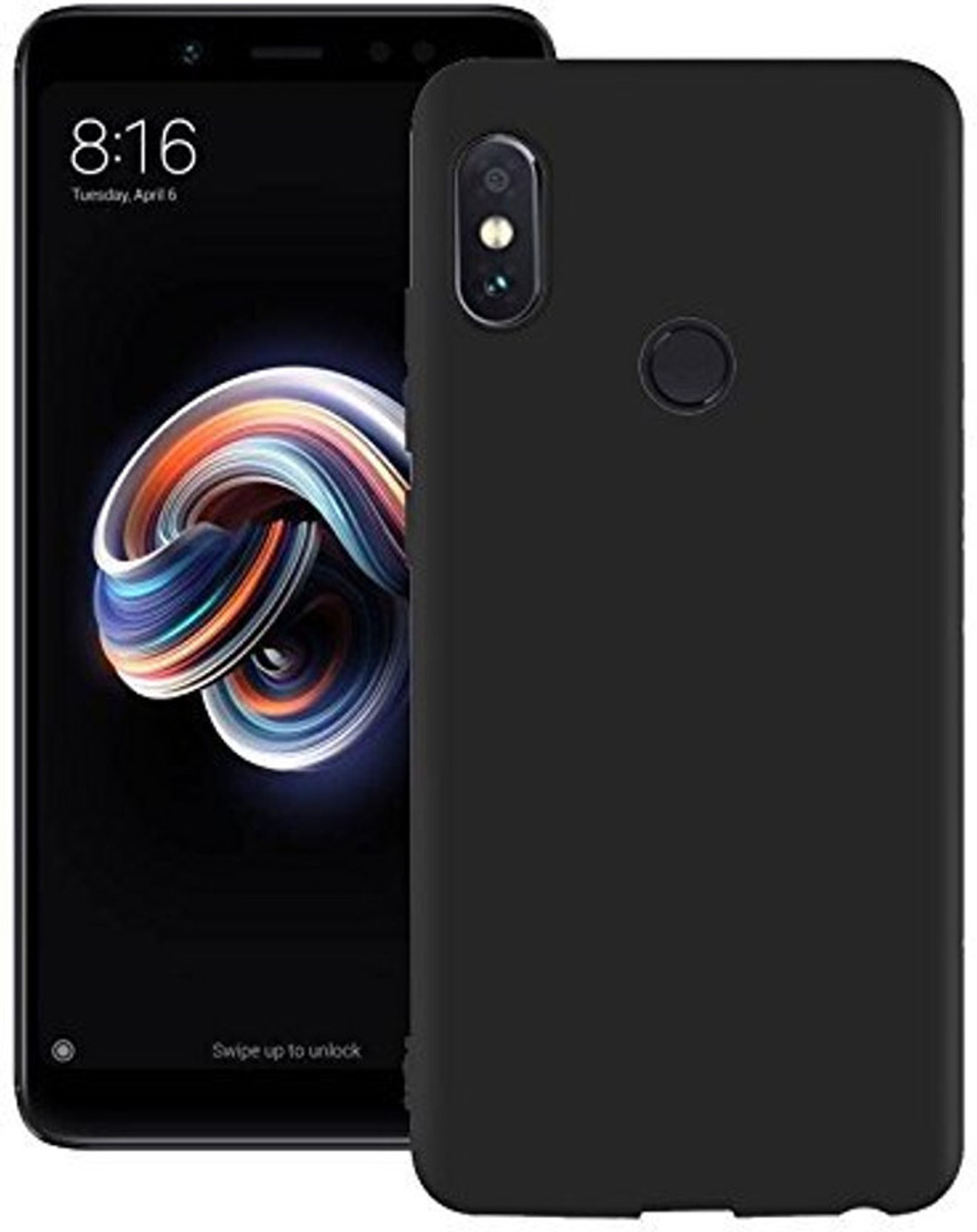 Image of KIRBHG Back Cover for Mi Redmi Note 5 Pro (Black, Matte Finish, Rubber, Pack of: 1)