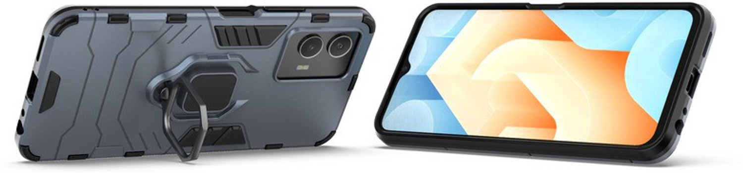 Image of MOBIRUSH Back Cover for Vivo T1 5G / Y75 5G (Blue, Cases with Holder, Thermoplastic Polyurethane, Pack of: 1)