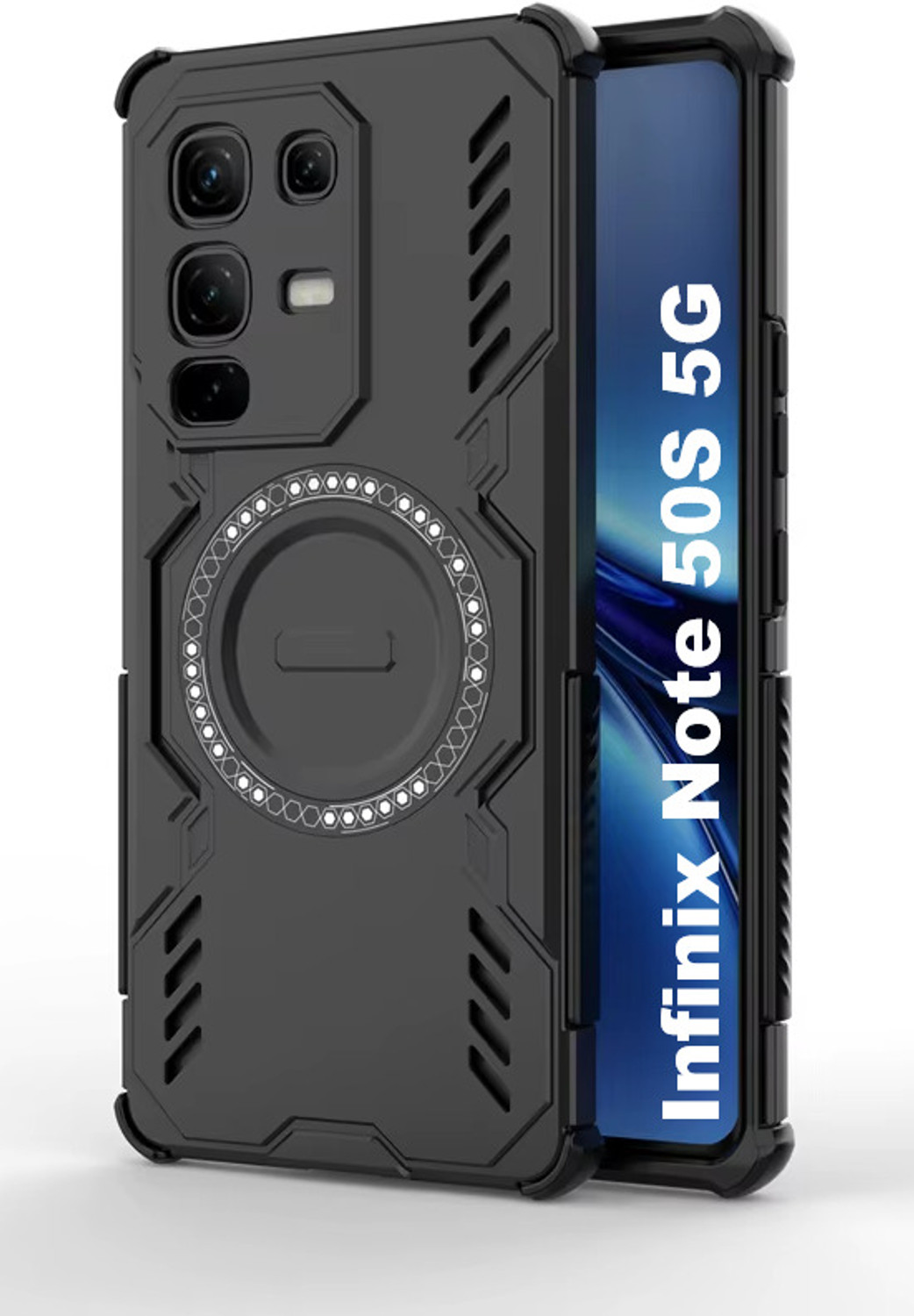 NewSelect Back Cover for Infinix Note 50s 5G+ (Black, Grip Case) - Image 1