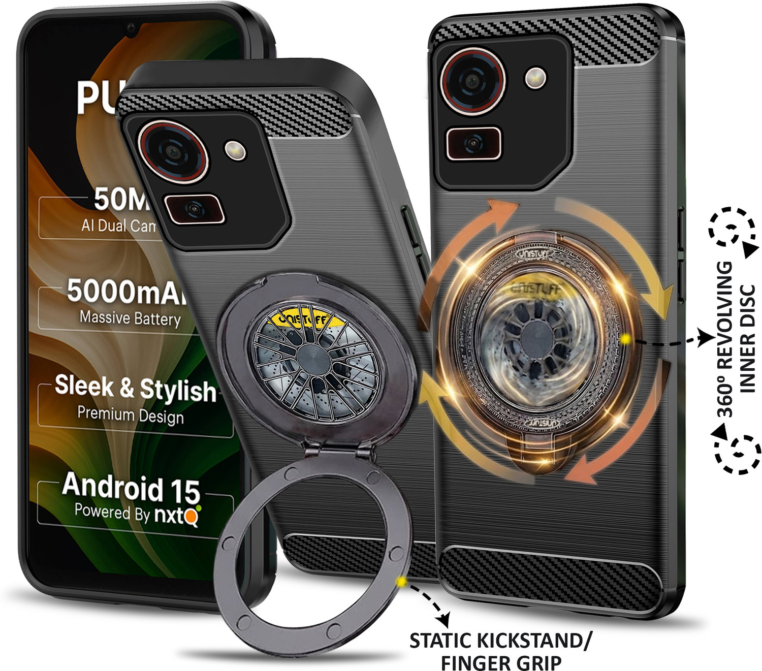 Unistuff Back Cover for Ai+ Pulse Black - Image 1