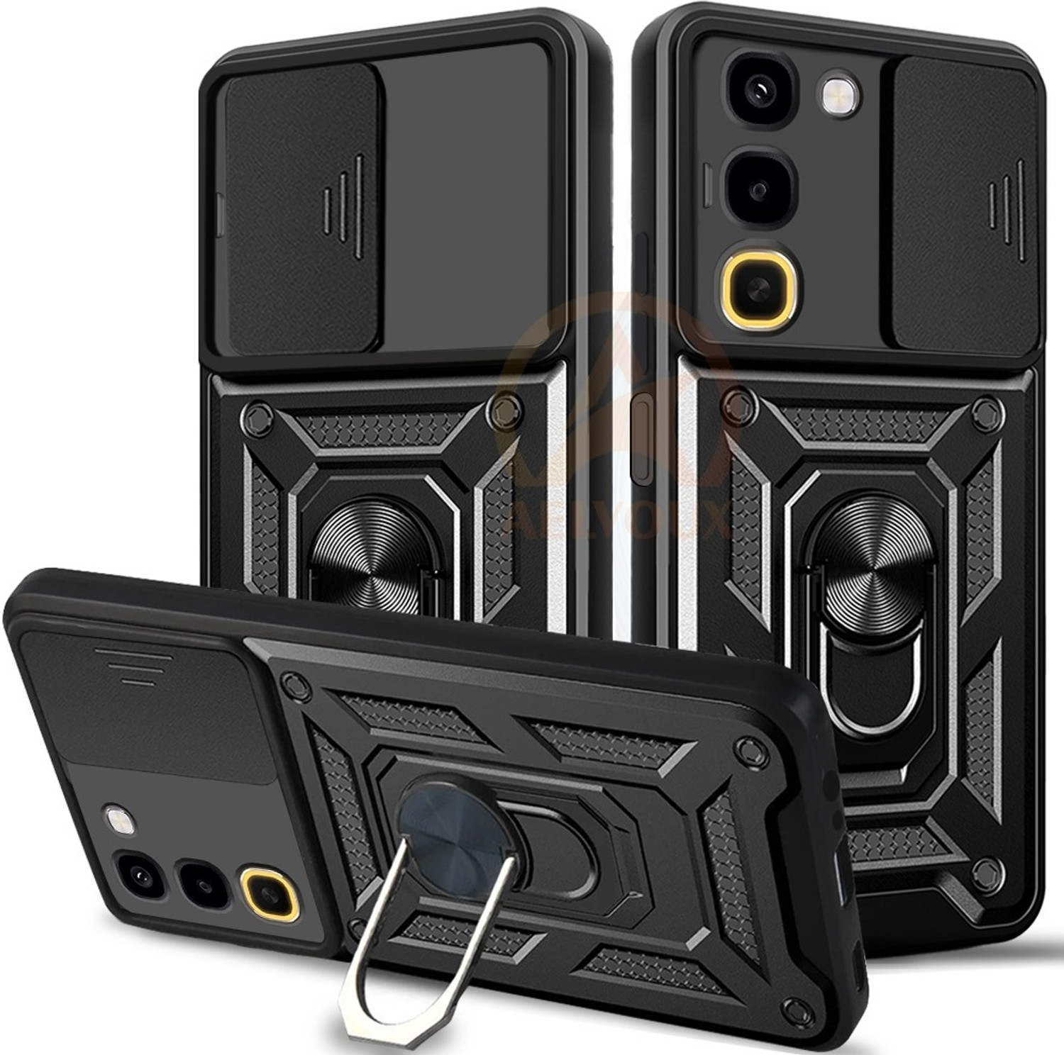 AelVouX Back Cover for Realme 16X 5G (Black, Slider, Polycarbonate, Thermoplastic Polyurethane, Pack of: 1) - Image 1