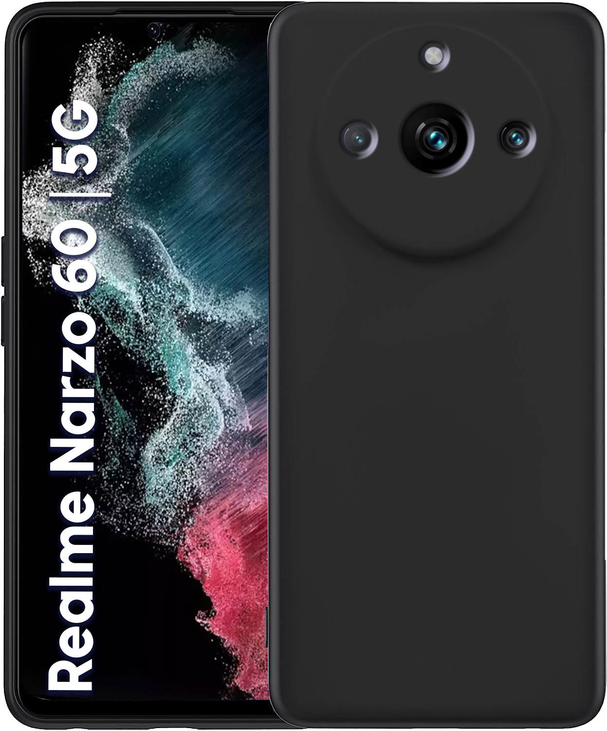 Image of Artistque Back Cover for Realme Narzo 60 5G (Black, Flexible, Silicon, Pack of: 1)