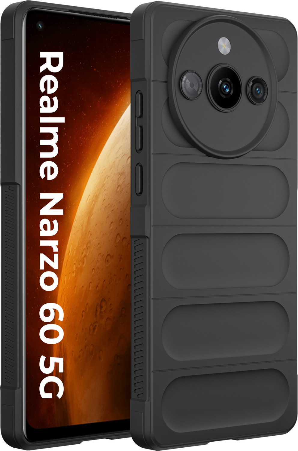 Image of Artistque Back Cover for Realme Narzo 60 5G (Black, Flexible, Silicon, Pack of: 1)