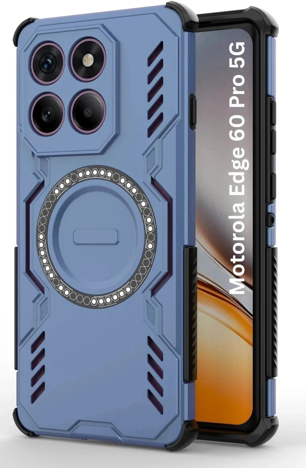 Image of V-TAN Back Cover for Motorola Edge 60 pro (Blue, Shock Proof, Thermoplastic Polyurethane, Pack of: 1)