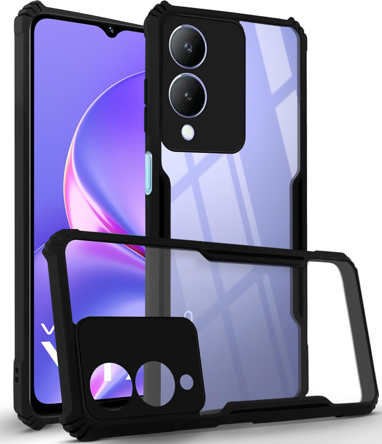 Image of SBMS Back Cover for Vivo Y28 5G / Vivo Y17s (Black, Shock Proof, Silicon, Pack of: 1)