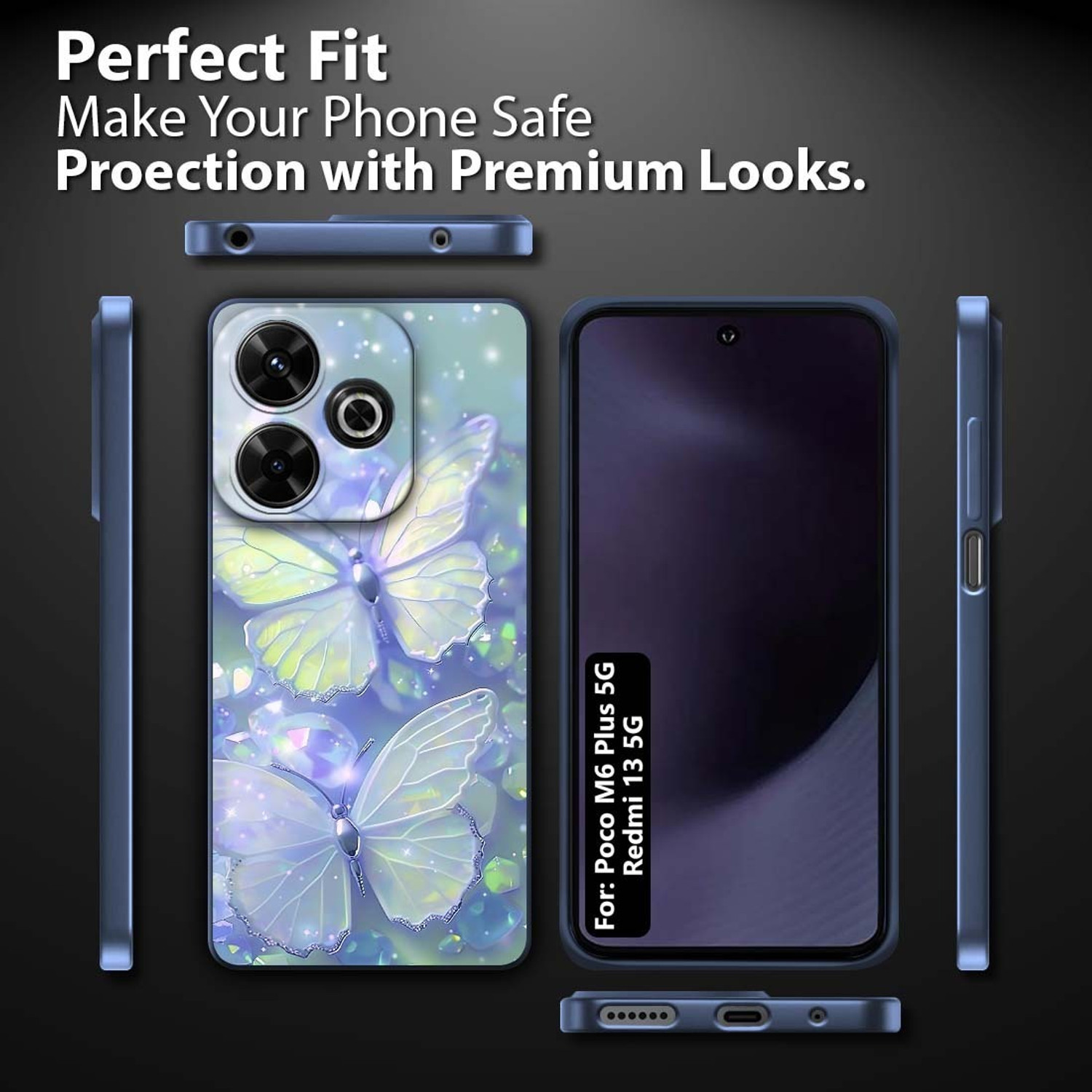 Image of Fashionury LUXE Back Cover for POCO M6 Plus 5G (Multicolor, Grip Case, Rubber, Pack of: 1)