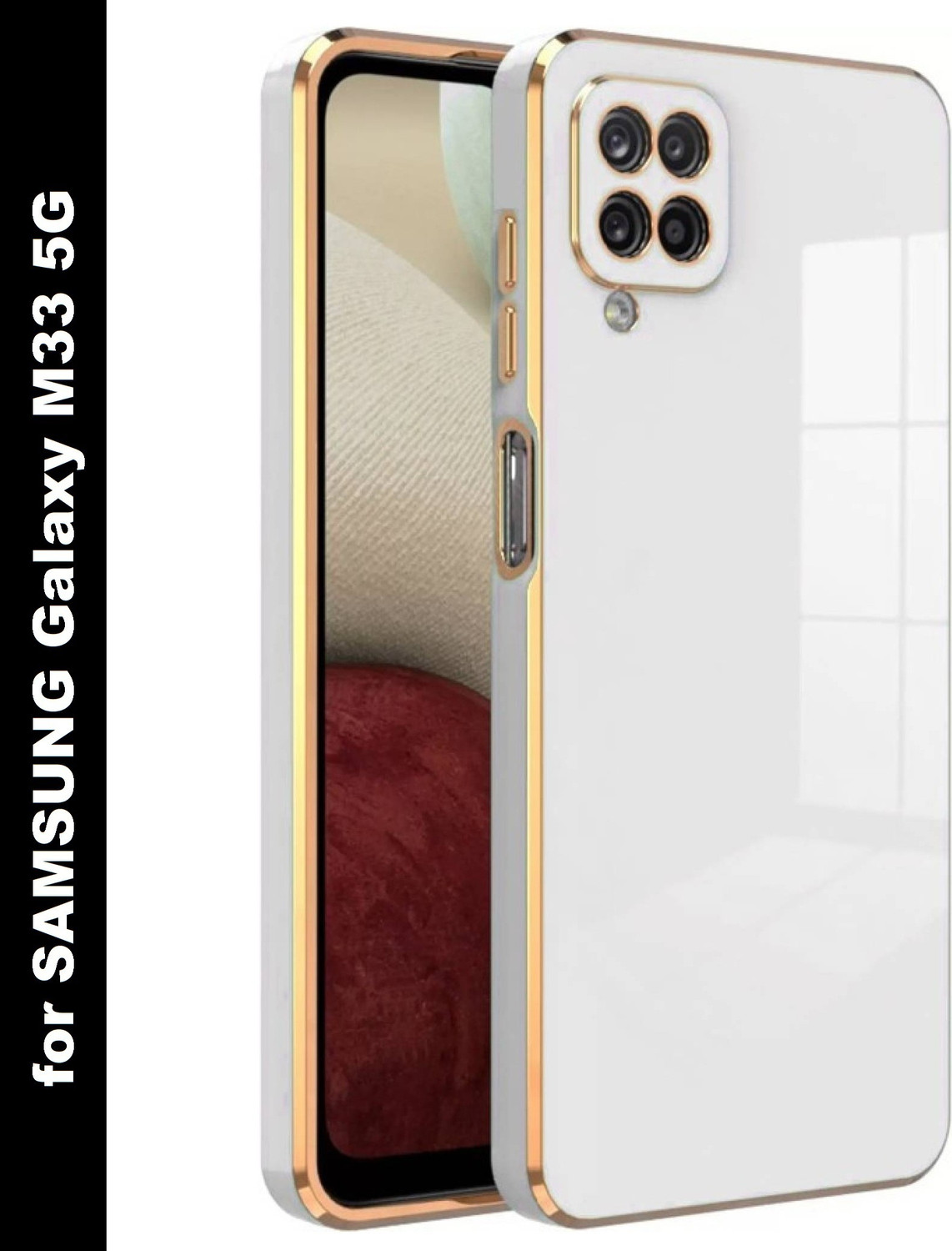 Image of RESOURIS Back Cover for SAMSUNG Galaxy M33, SAMSUNG Galaxy M33 5G (Black, Gold, Cases with Holder, Polycarbonate, Pack of: 1)