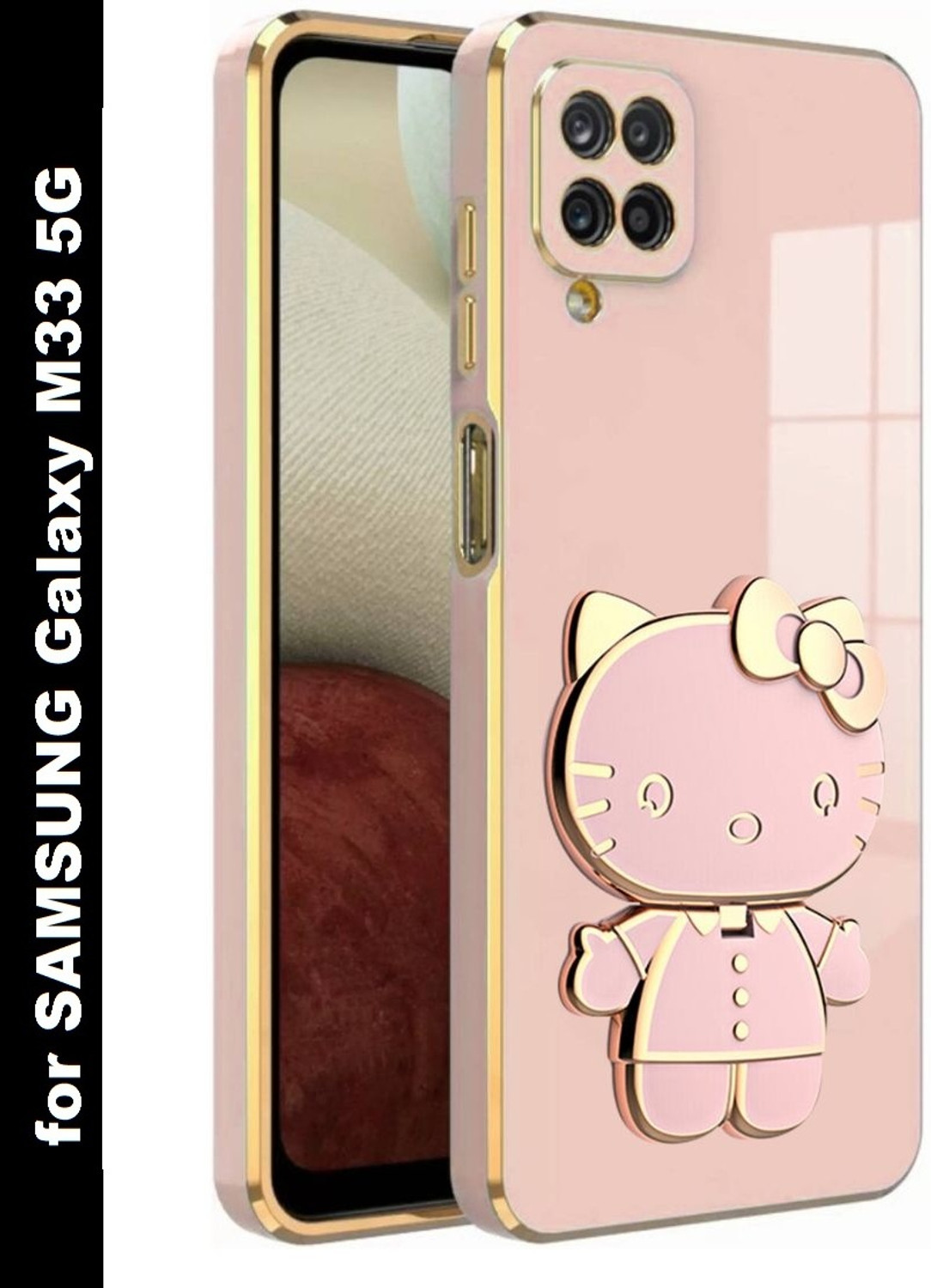 Image of RESOURIS Back Cover for SAMSUNG Galaxy M33, SAMSUNG Galaxy M33 5G (Black, Gold, Cases with Holder, Polycarbonate, Pack of: 1)