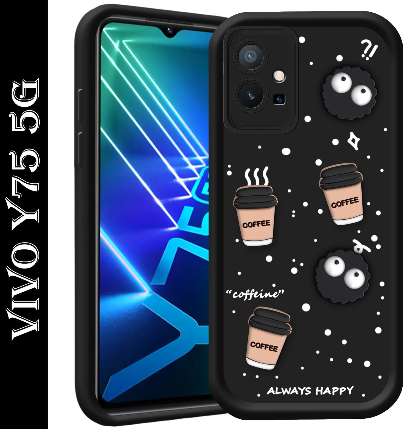 Image of MOBIRUSH Back Cover for Vivo T1 5G / Y75 5G (Blue, Cases with Holder, Thermoplastic Polyurethane, Pack of: 1)
