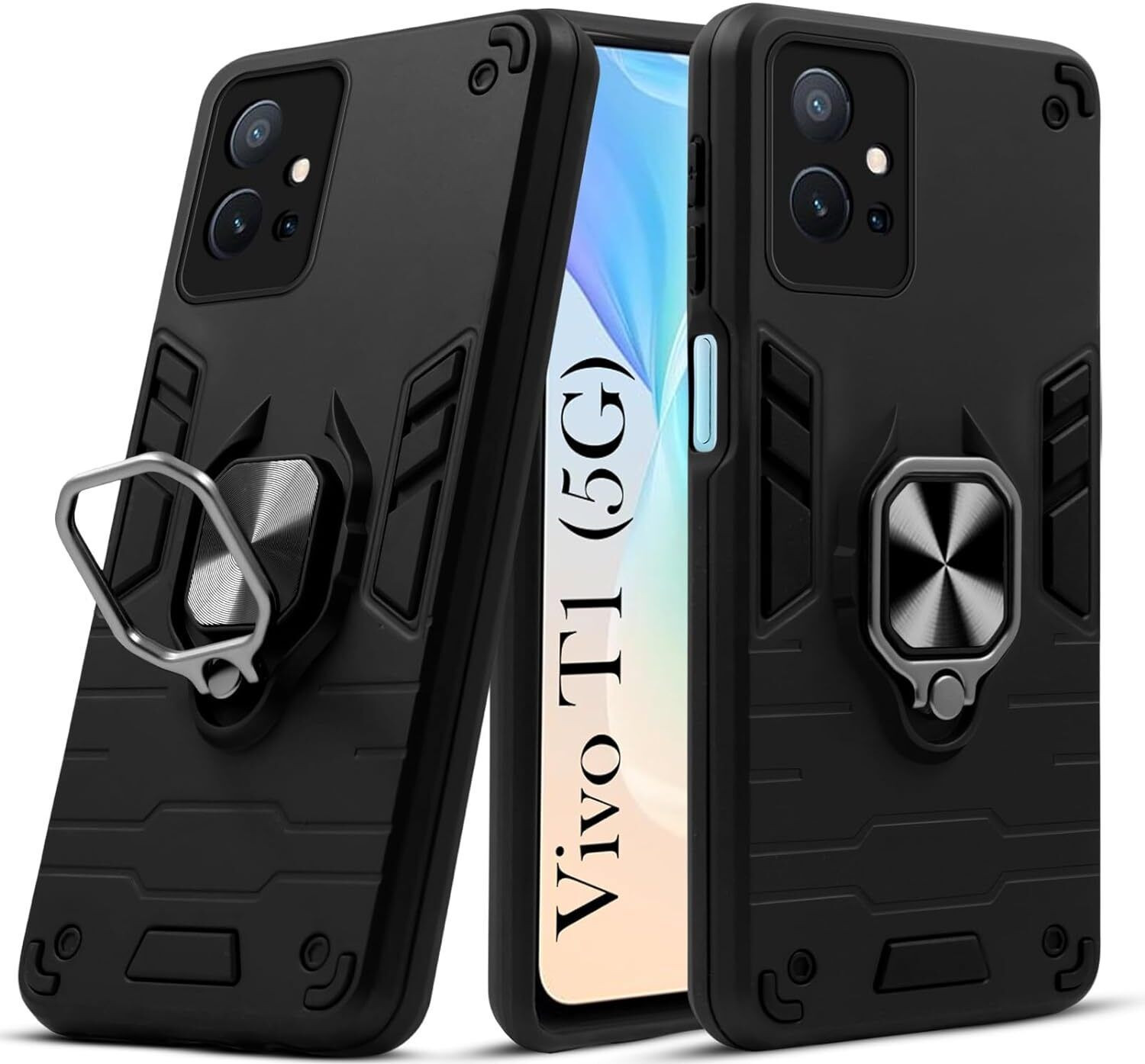 Image of MOBIRUSH Back Cover for Vivo T1 5G / Y75 5G (Blue, Cases with Holder, Thermoplastic Polyurethane, Pack of: 1)