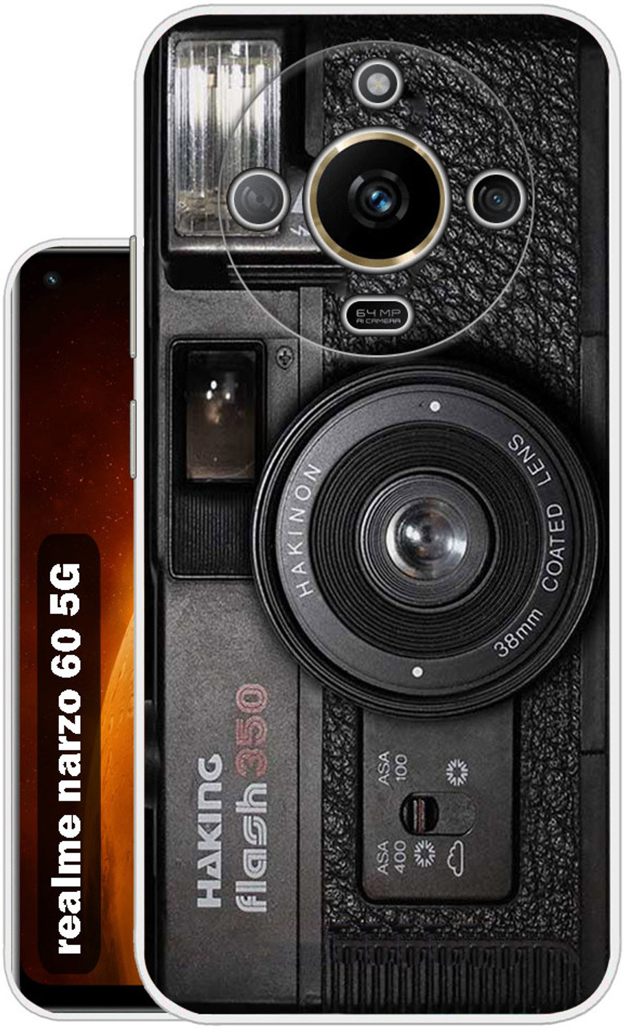 Image of Artistque Back Cover for Realme Narzo 60 5G (Black, Flexible, Silicon, Pack of: 1)