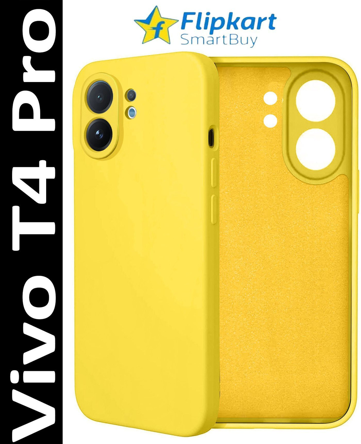 Image of Flipkart SmartBuy Back Cover for vivo T4 Pro 5G (Yellow, Flexible, Silicon, Pack of: 1)