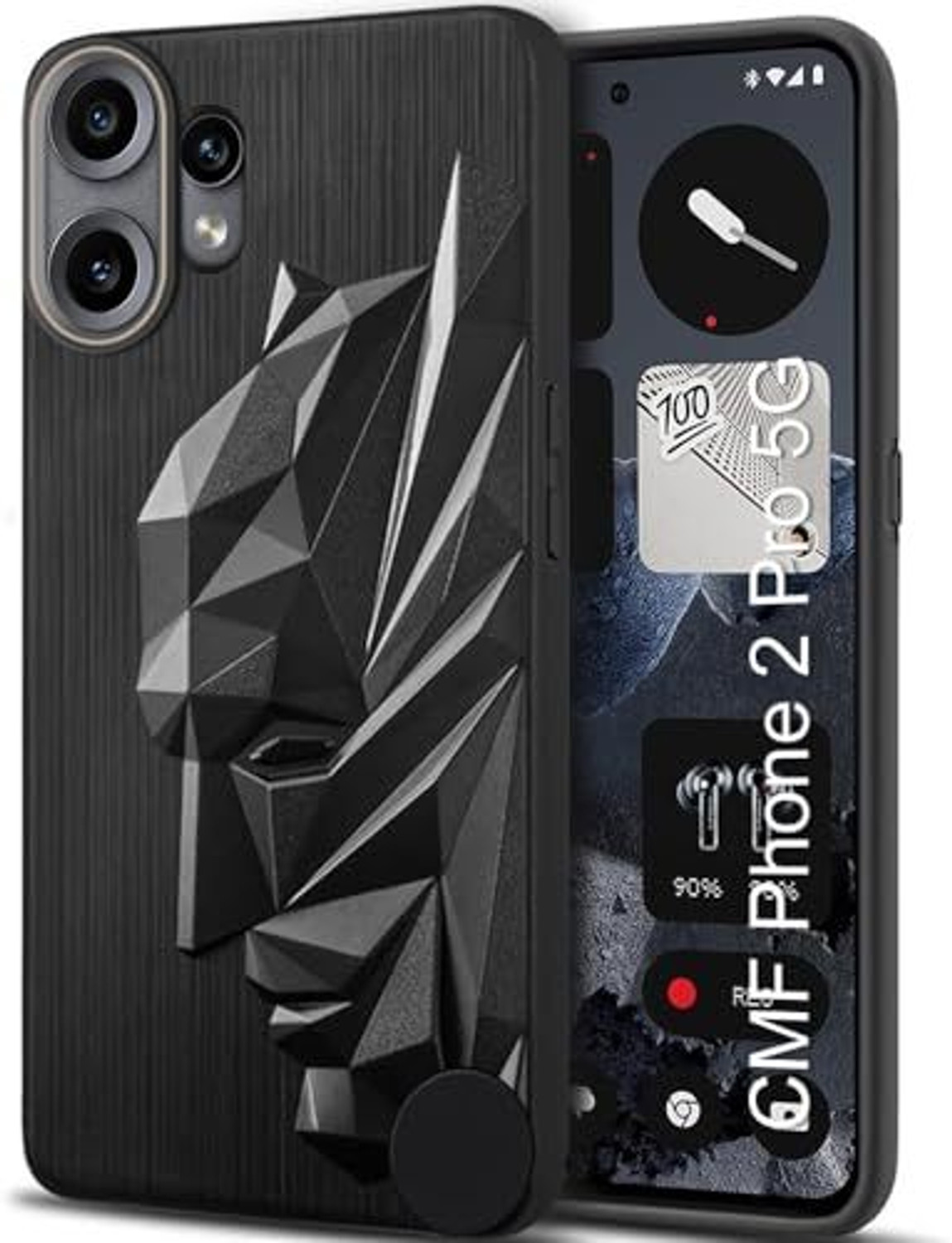 Image of Rugraj Back Cover for CMF by Nothing Phone 2 Pro (Black, Grip Case, Silicon, Pack of: 1)