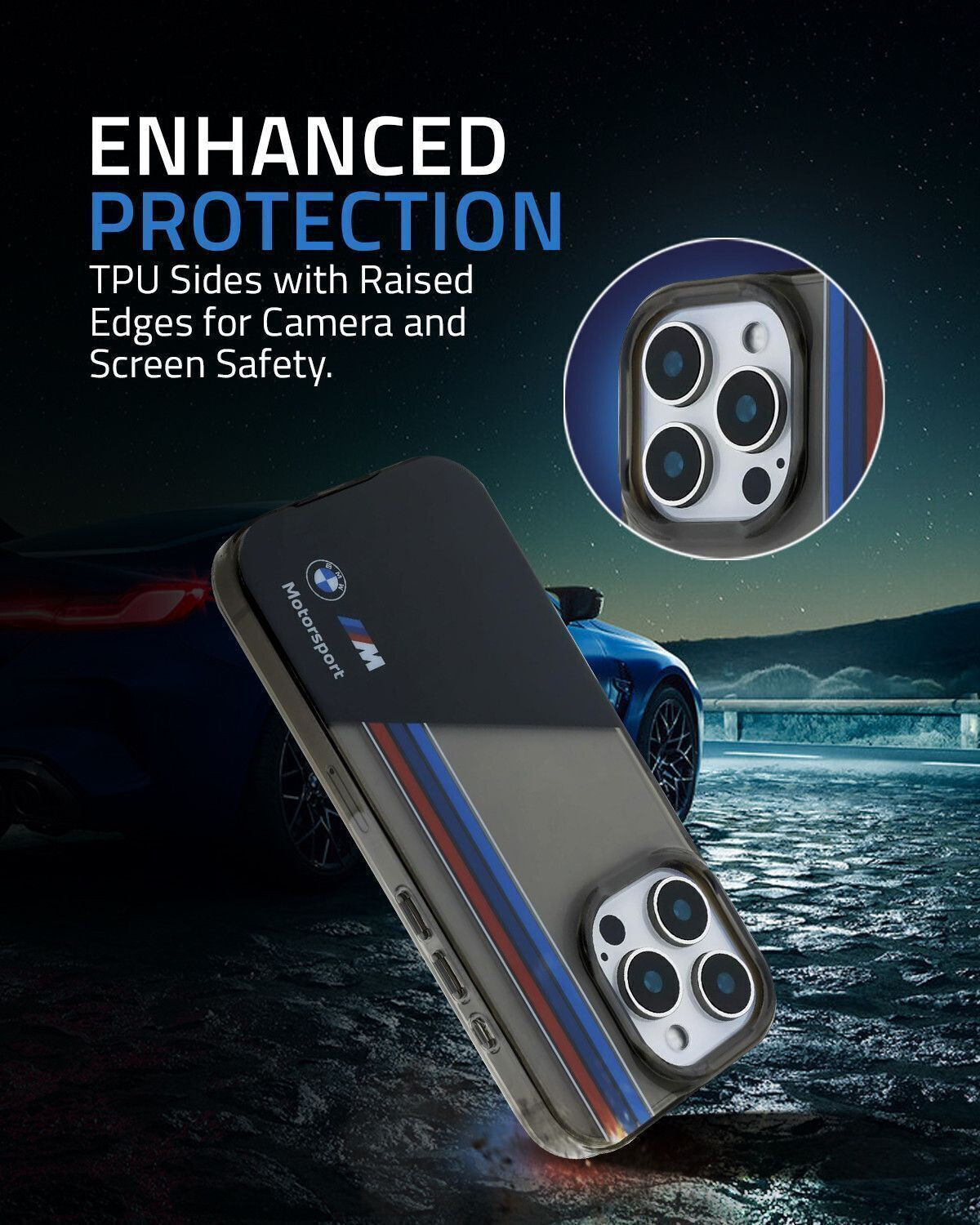 Image of CG Mobile Back Cover for iPhone 16 Pro Max BMW [Official Licensed] Motorsport Collection|IML Printed Case (Black, Thermoplastic Polyurethane, Polycarbonate, Pack of: 1)