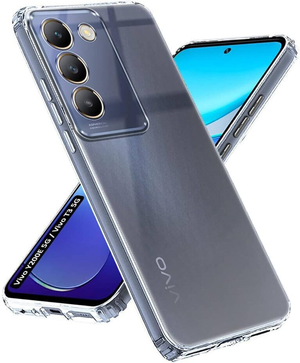 Image of Wellchoice Back Cover for vivo Y200e 5G (Transparent, Grip Case, Rubber, Pack of: 1)