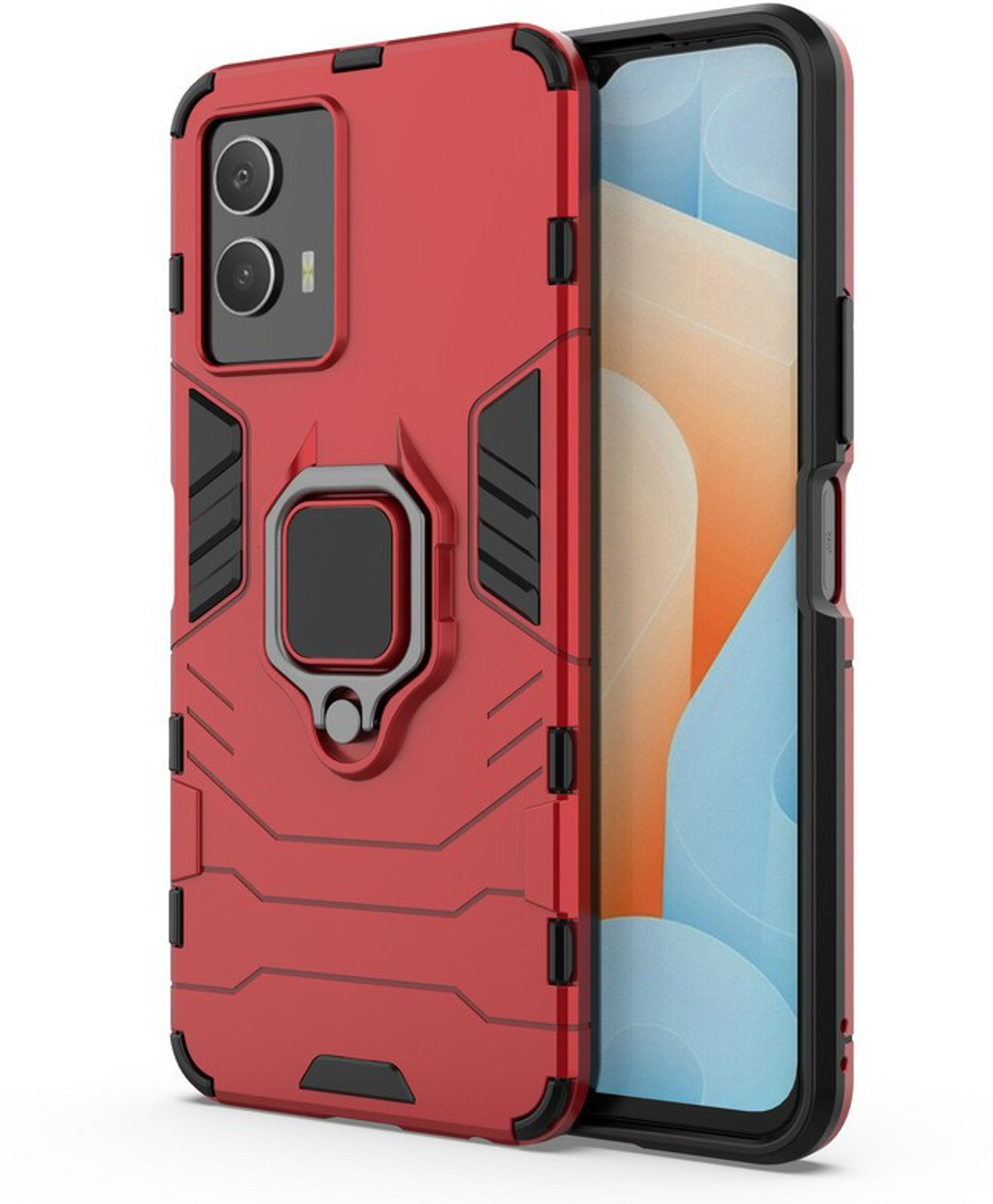 Image of MOBIRUSH Back Cover for Vivo T1 5G / Y75 5G (Blue, Cases with Holder, Thermoplastic Polyurethane, Pack of: 1)