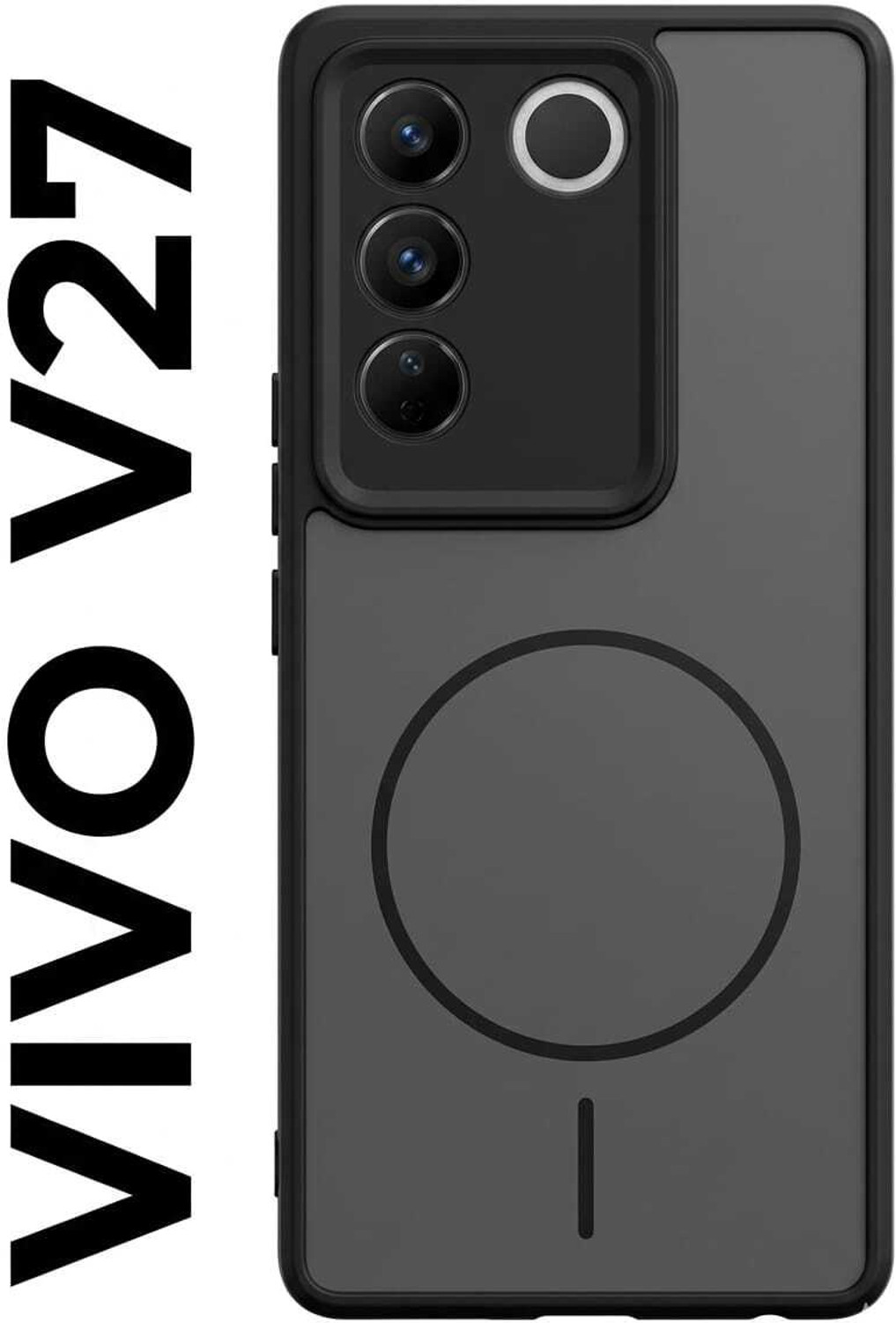 Image of RR ENTERPRISE Back Cover for VIVO V27 (Black, 3D Case, Polycarbonate)