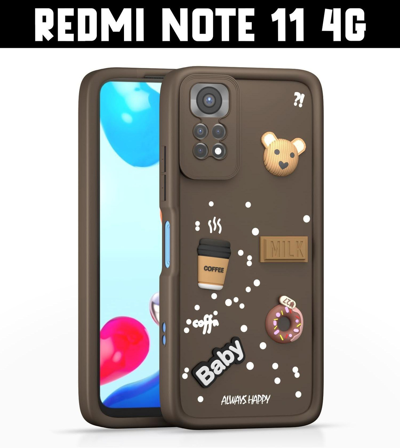 CASEHYP Back Cover for Redmi Note 11 4G (Brown, Silicon) - Image 1